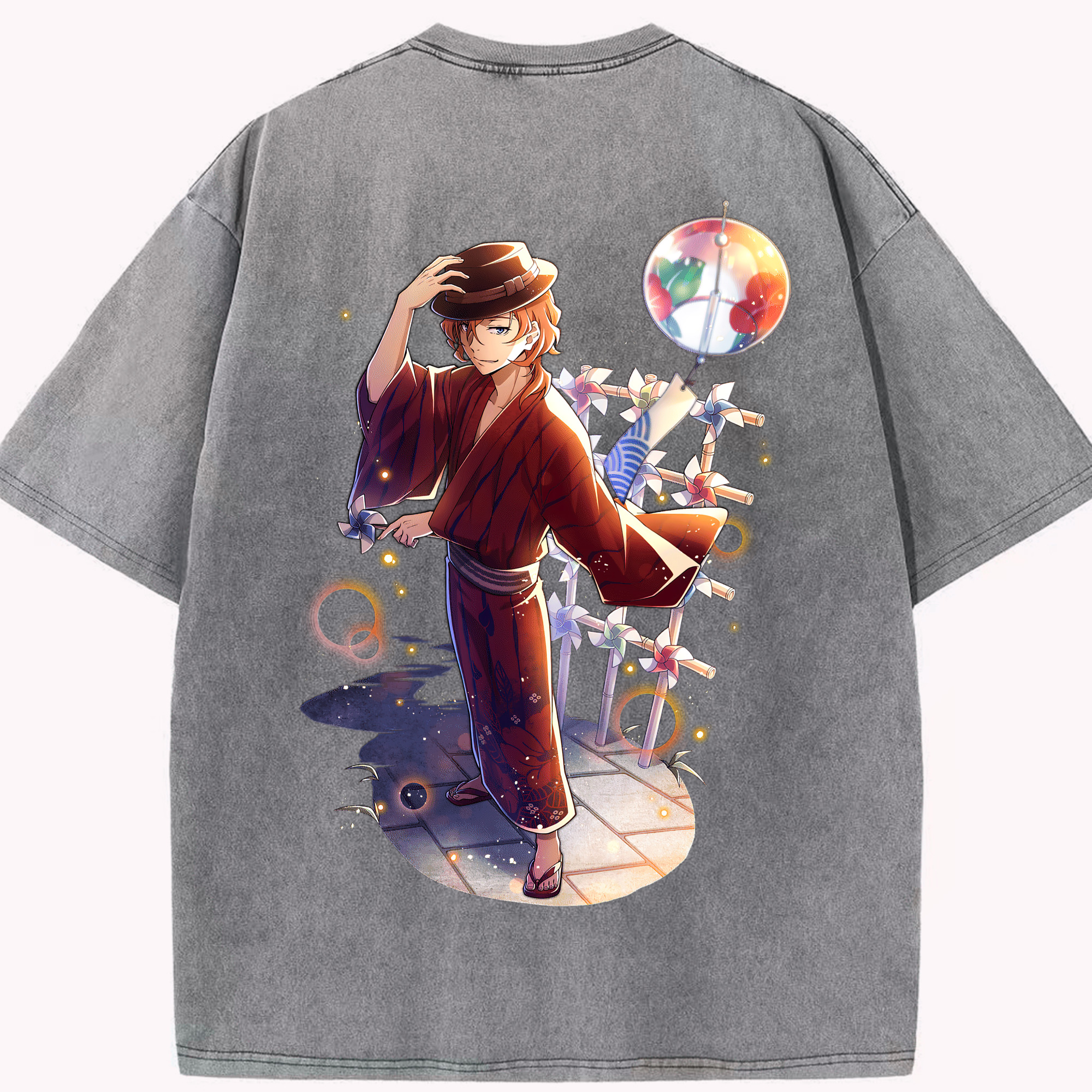 （画像用） 文豪ストレイドッグス Bungo Stray Dogs 綿100% ヴィンテージ風 半袖Tシャツ（背面プリント）
