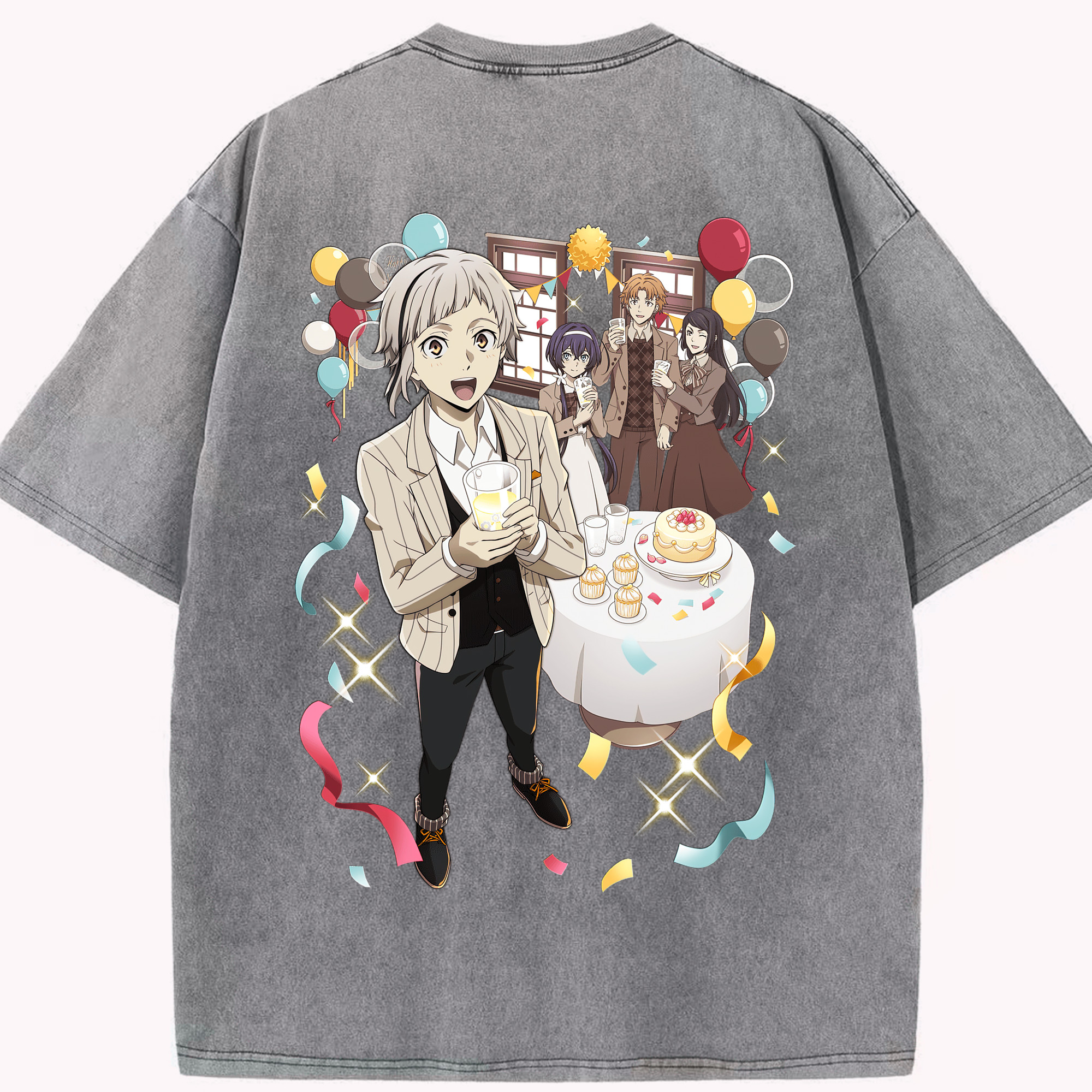 （画像用） 文豪ストレイドッグス Bungo Stray Dogs 綿100% ヴィンテージ風 半袖Tシャツ（背面プリント）