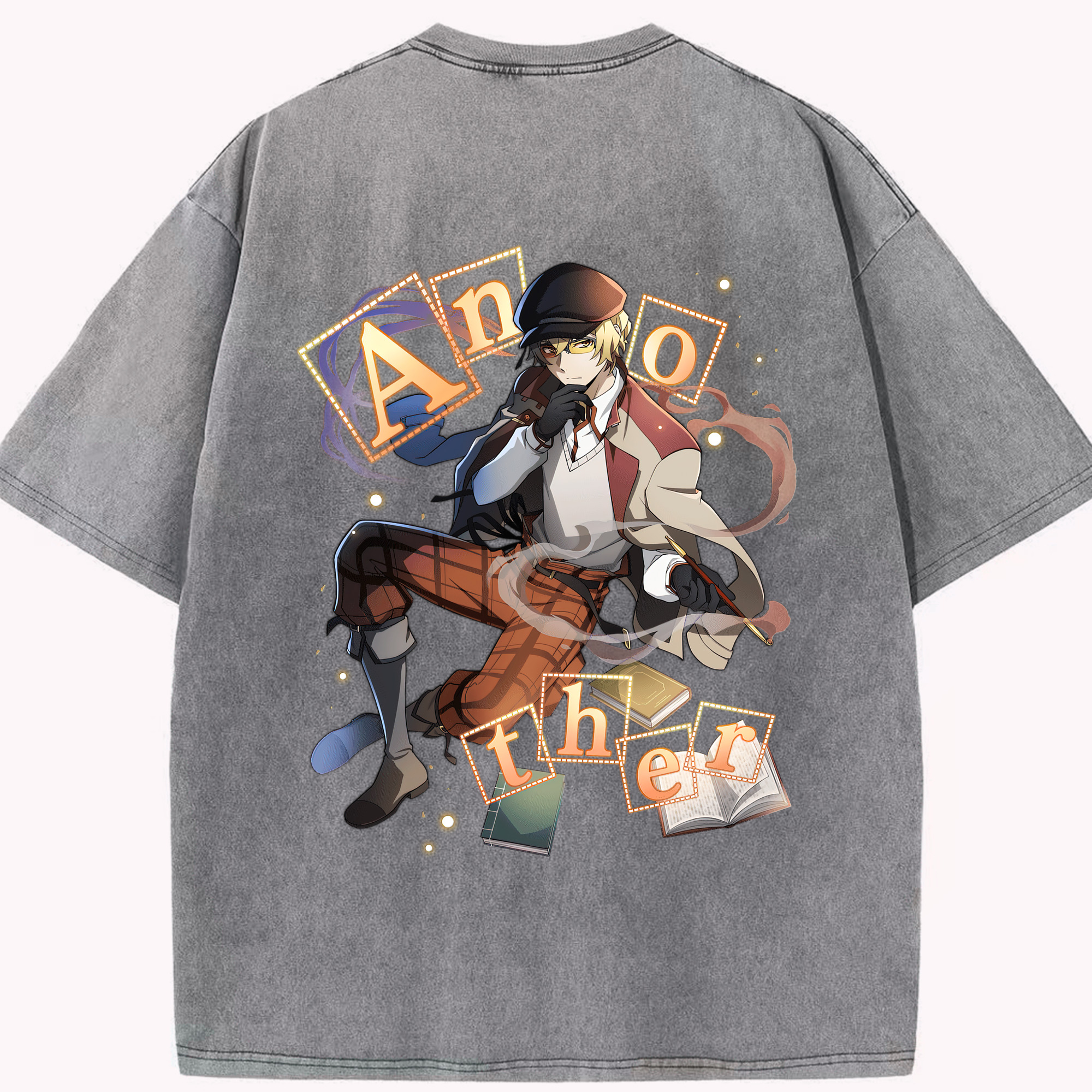 （画像用） 文豪ストレイドッグス Bungo Stray Dogs 綿100% ヴィンテージ風 半袖Tシャツ（背面プリント）