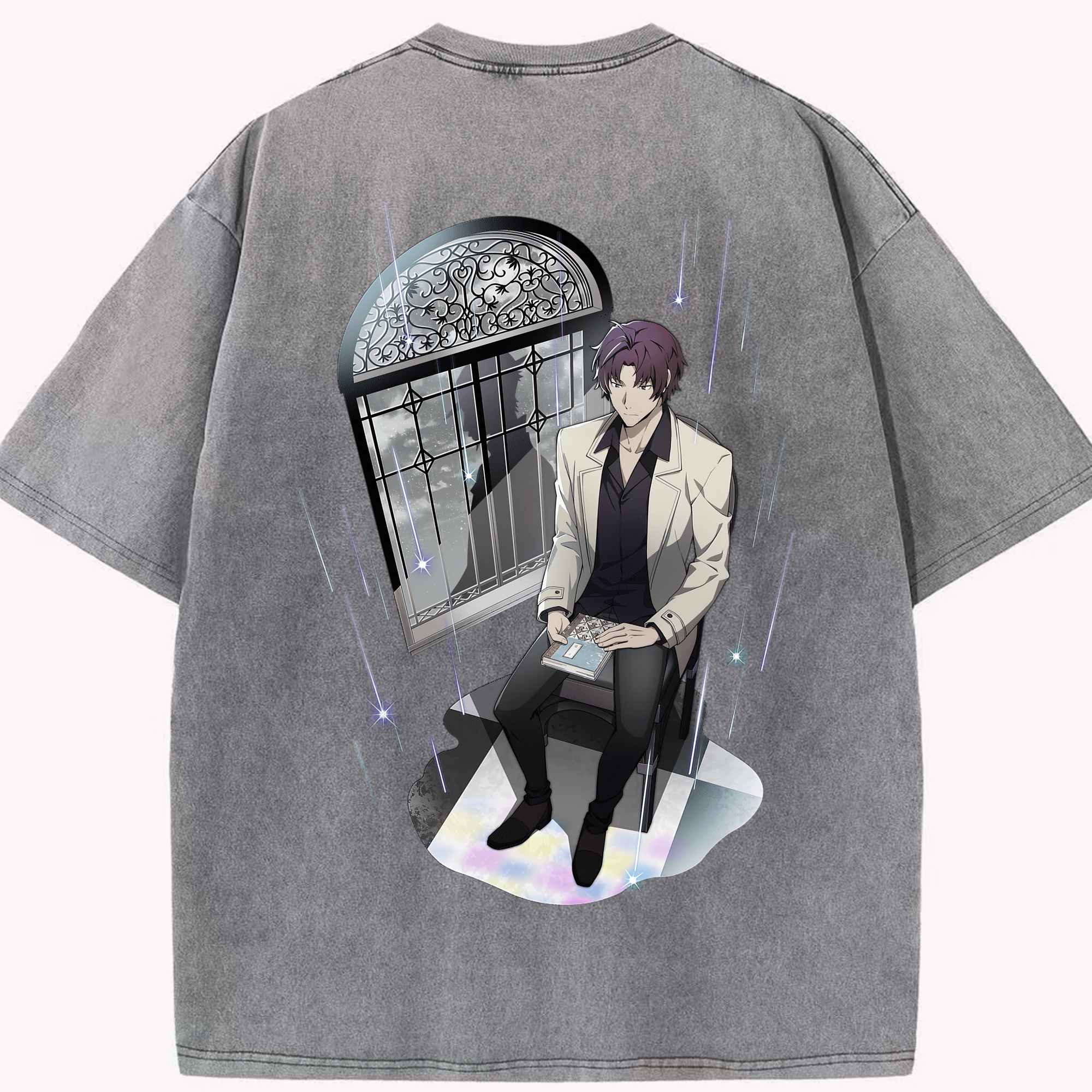 （画像用） 文豪ストレイドッグス Bungo Stray Dogs 綿100% ヴィンテージ風 半袖Tシャツ（背面プリント）