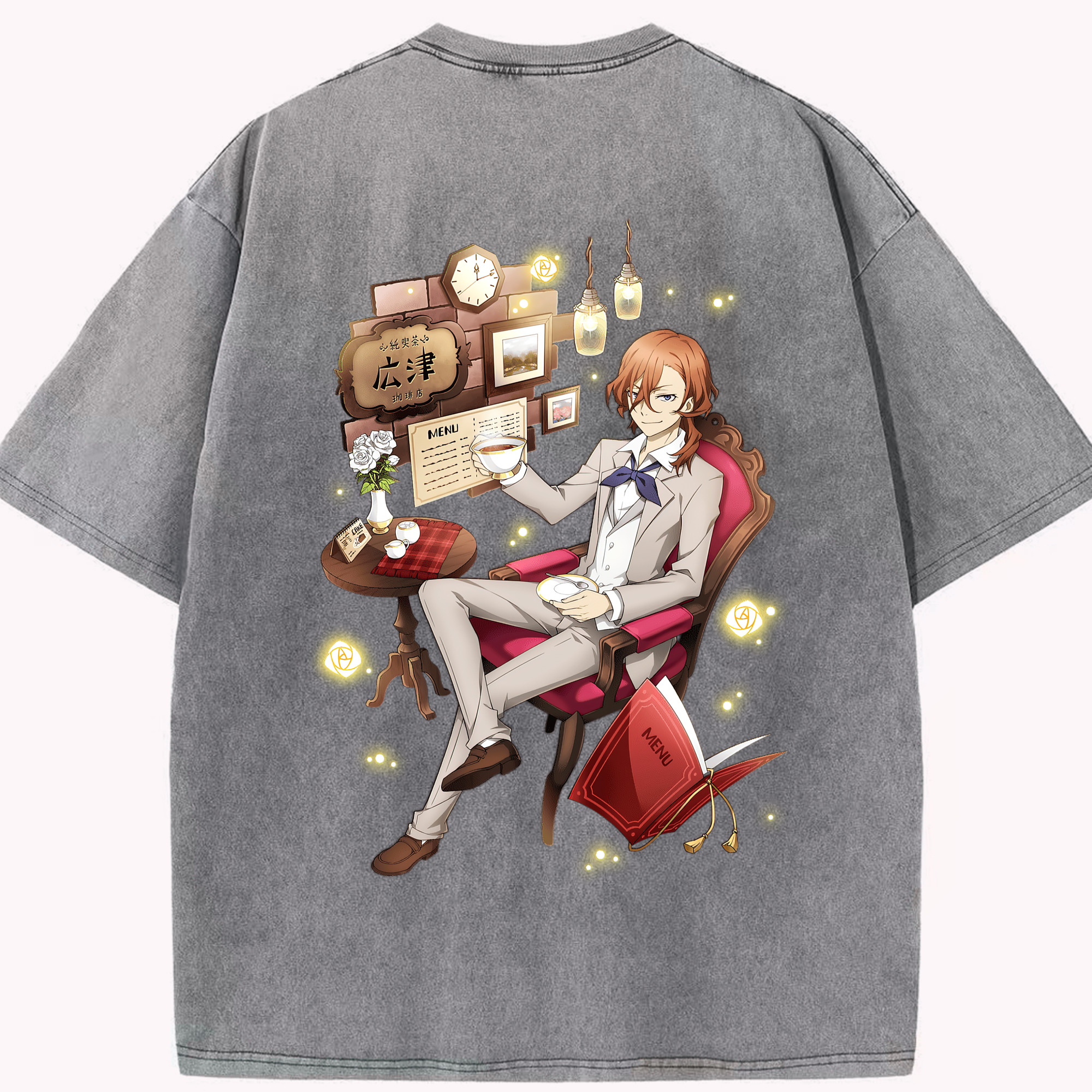 （画像用） 文豪ストレイドッグス Bungo Stray Dogs 綿100% ヴィンテージ風 半袖Tシャツ（背面プリント）
