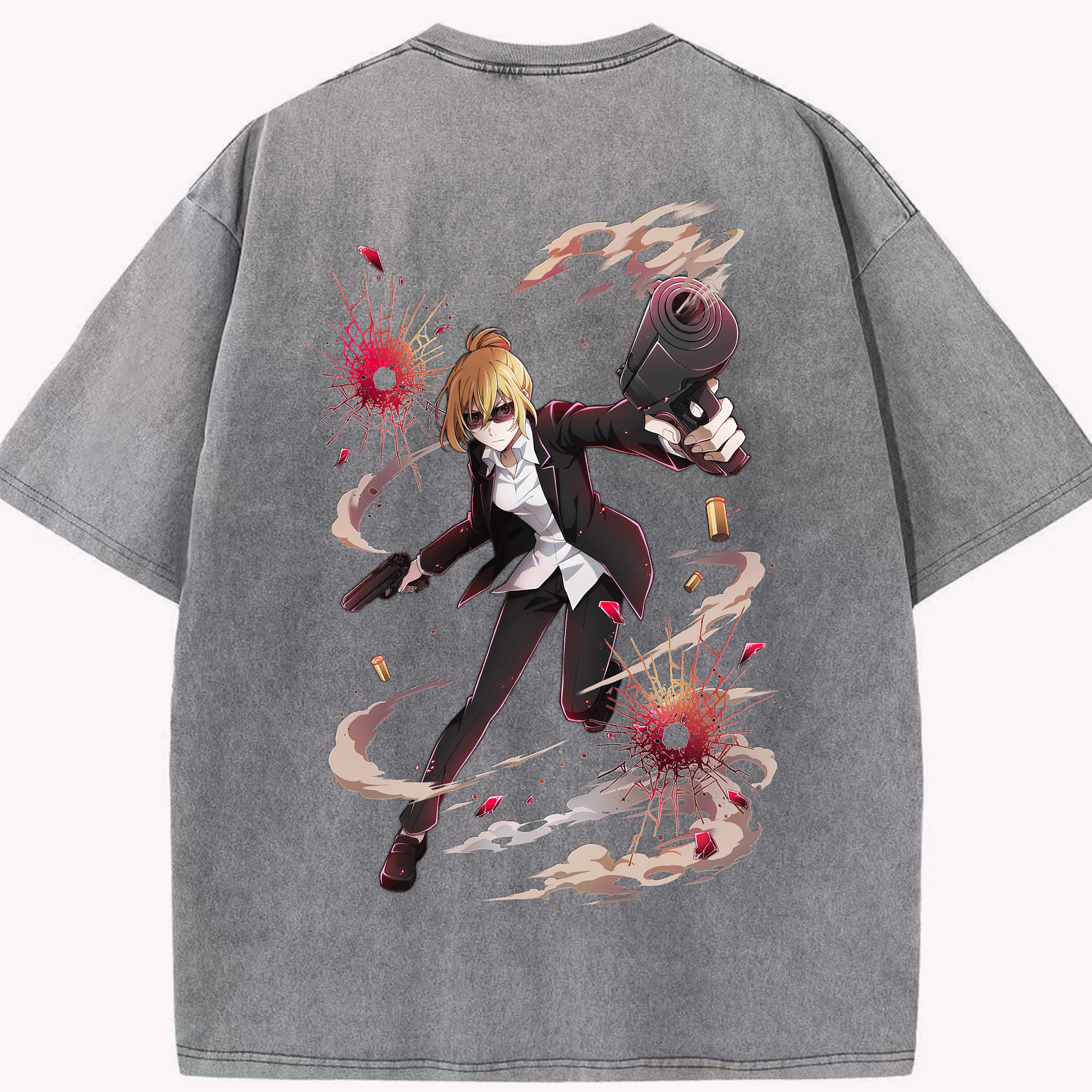 （画像用） 文豪ストレイドッグス Bungo Stray Dogs 綿100% ヴィンテージ風 半袖Tシャツ（背面プリント）