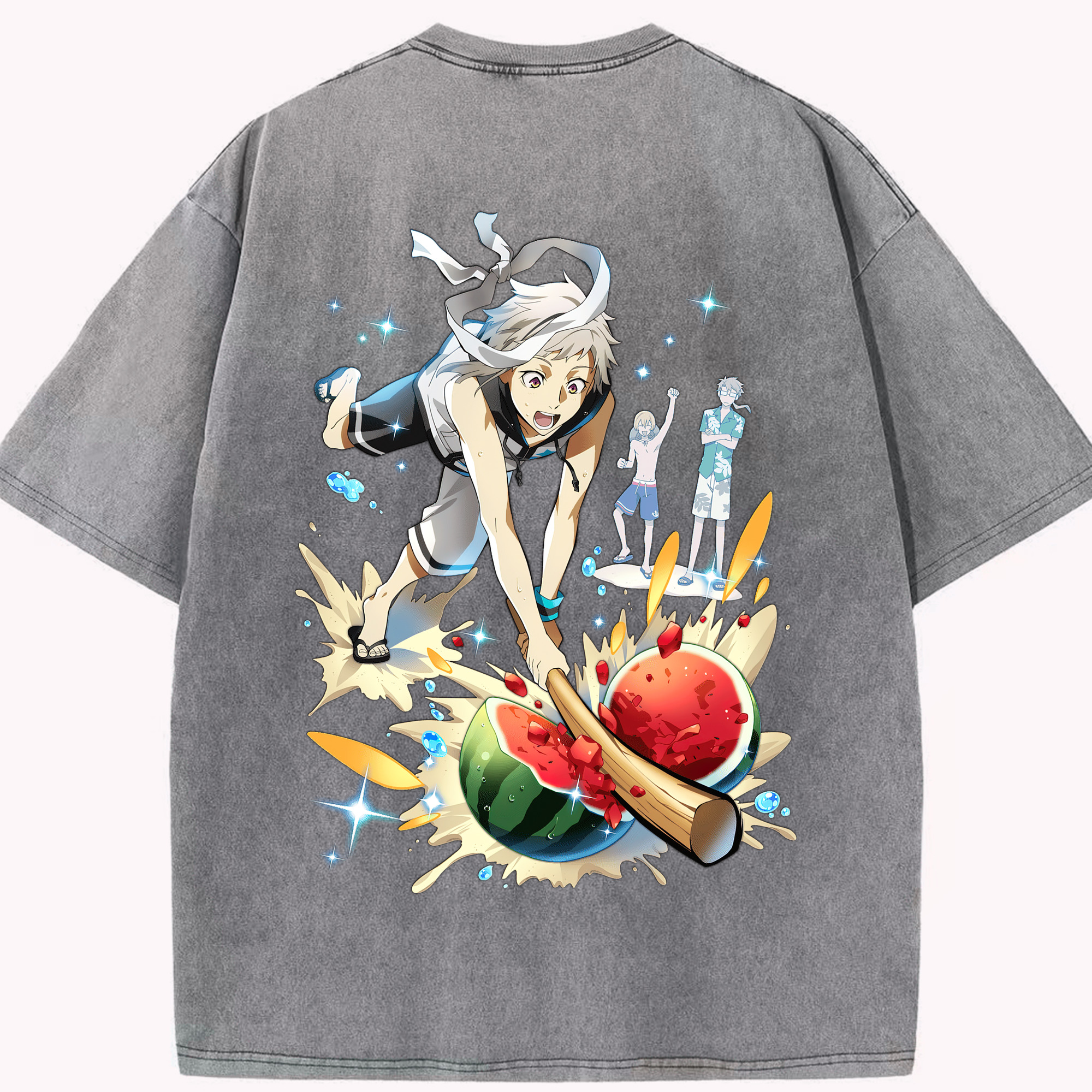 （画像用） 文豪ストレイドッグス Bungo Stray Dogs 綿100% ヴィンテージ風 半袖Tシャツ（背面プリント）