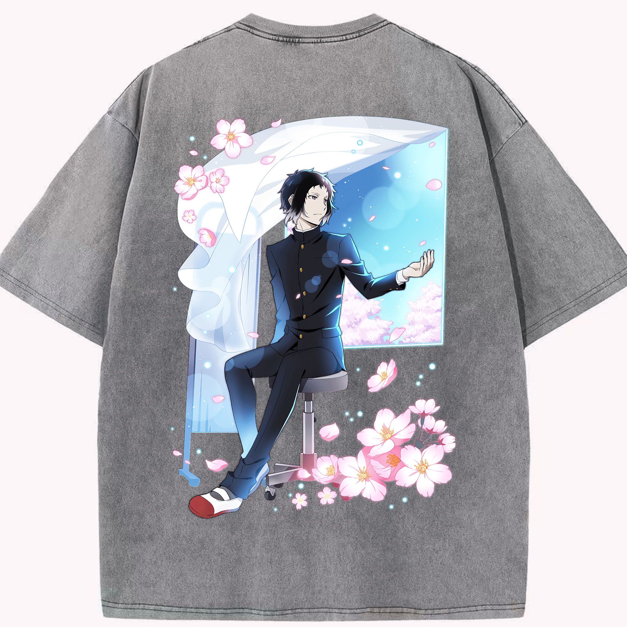 （画像用） 文豪ストレイドッグス Bungo Stray Dogs 綿100% ヴィンテージ風 半袖Tシャツ（背面プリント）
