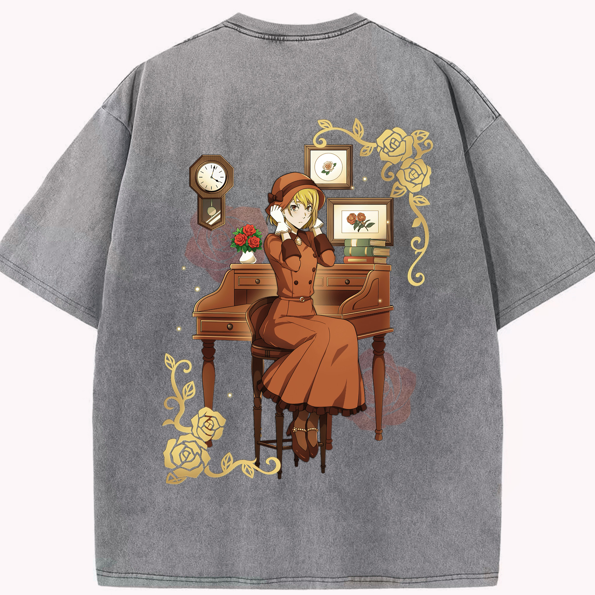 （画像用） 文豪ストレイドッグス Bungo Stray Dogs 綿100% ヴィンテージ風 半袖Tシャツ（背面プリント）