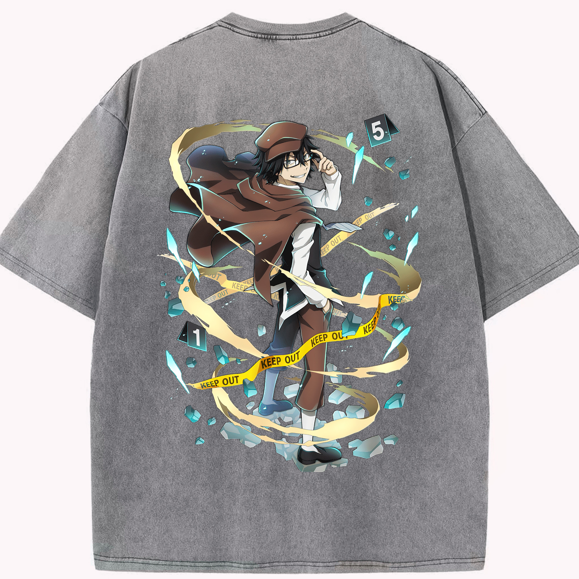 （画像用） 文豪ストレイドッグス Bungo Stray Dogs 綿100% ヴィンテージ風 半袖Tシャツ（背面プリント）