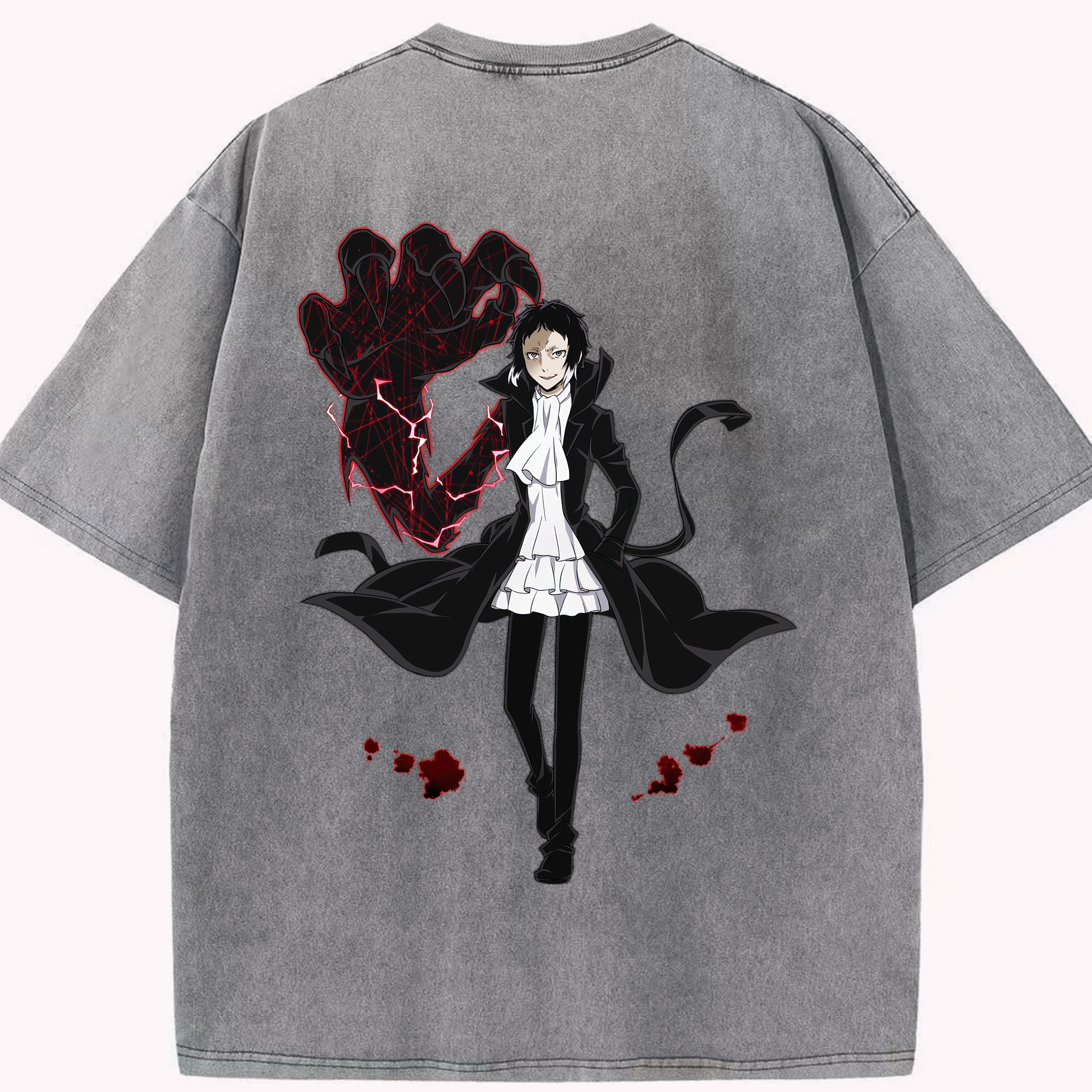 （画像用） 文豪ストレイドッグス Bungo Stray Dogs 綿100% ヴィンテージ風 半袖Tシャツ（背面プリント）