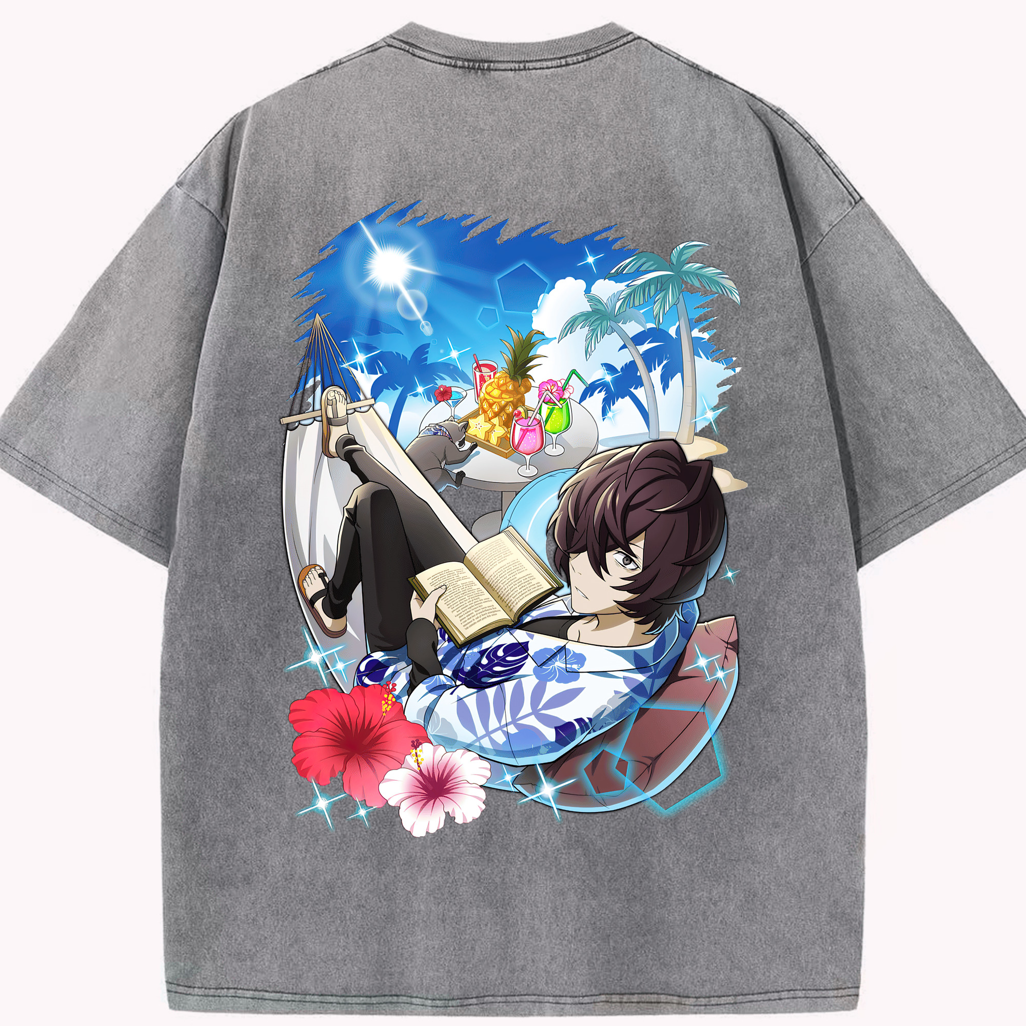 （画像用） 文豪ストレイドッグス Bungo Stray Dogs 綿100% ヴィンテージ風 半袖Tシャツ（背面プリント）