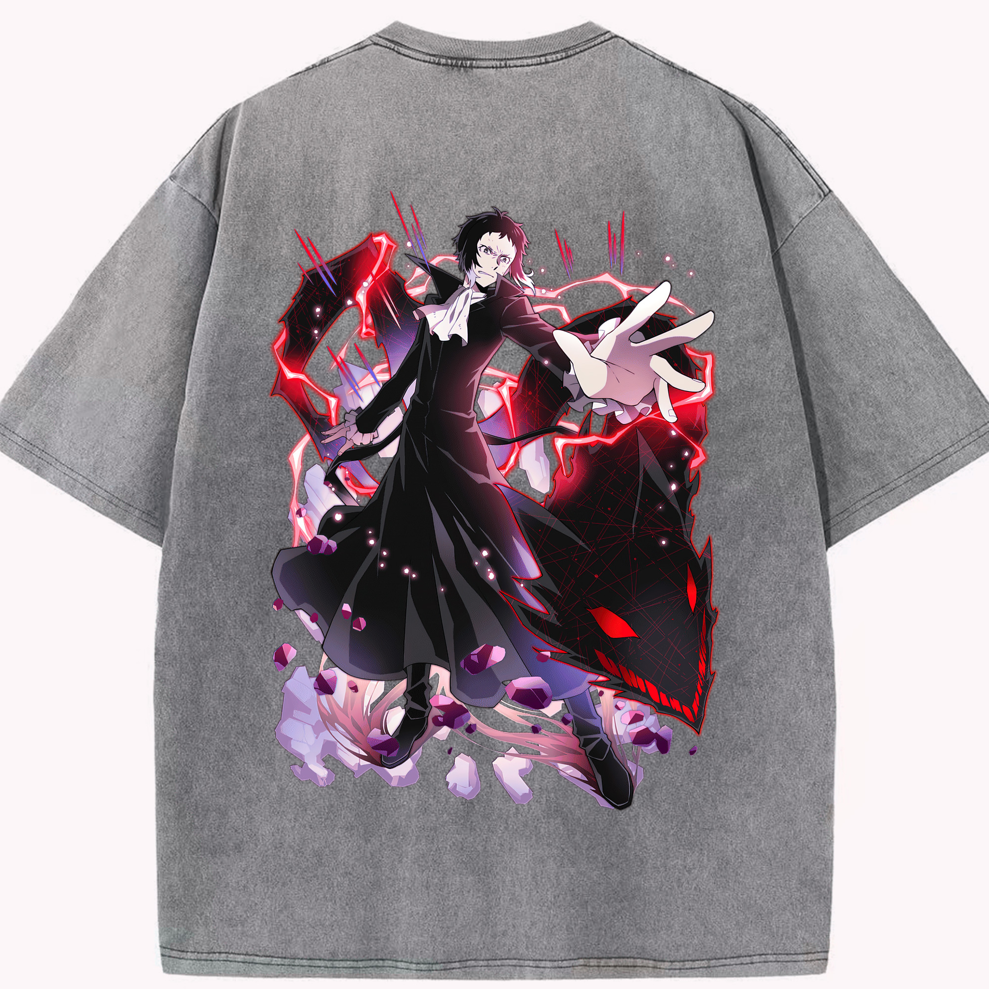 （画像用） 文豪ストレイドッグス Bungo Stray Dogs 綿100% ヴィンテージ風 半袖Tシャツ（背面プリント）