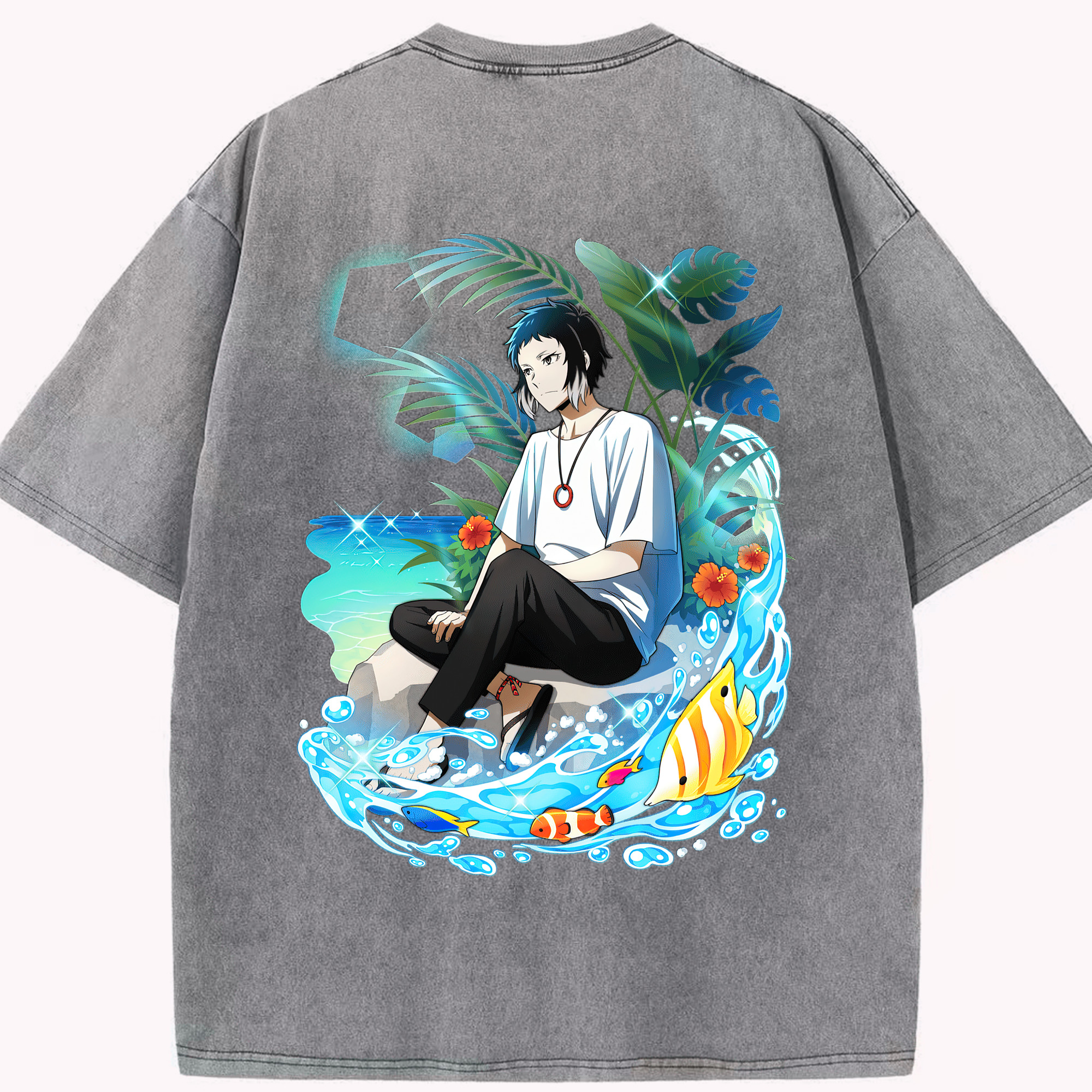 （画像用） 文豪ストレイドッグス Bungo Stray Dogs 綿100% ヴィンテージ風 半袖Tシャツ（背面プリント）