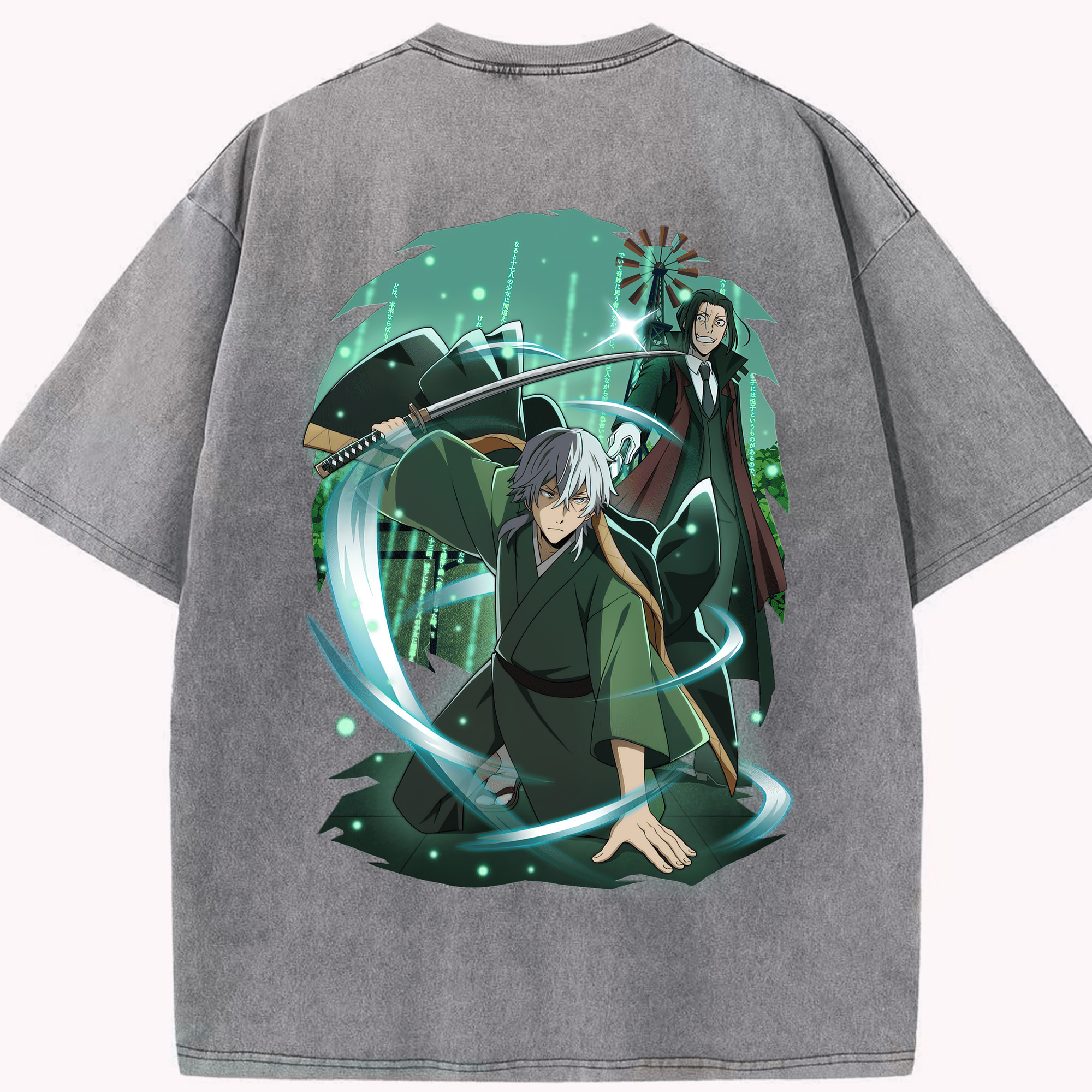 （画像用） 文豪ストレイドッグス Bungo Stray Dogs 綿100% ヴィンテージ風 半袖Tシャツ（背面プリント）