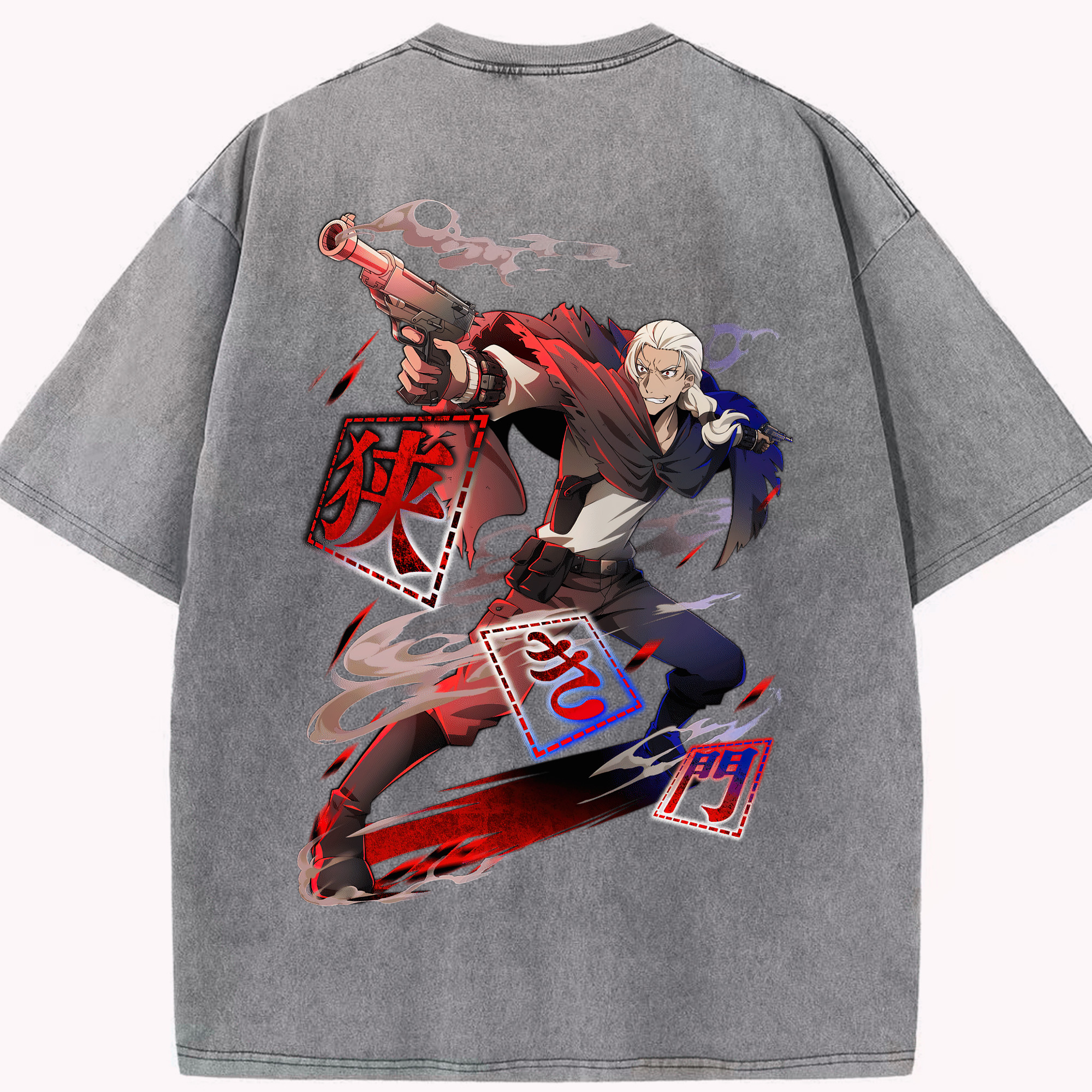 （画像用） 文豪ストレイドッグス Bungo Stray Dogs 綿100% ヴィンテージ風 半袖Tシャツ（背面プリント）