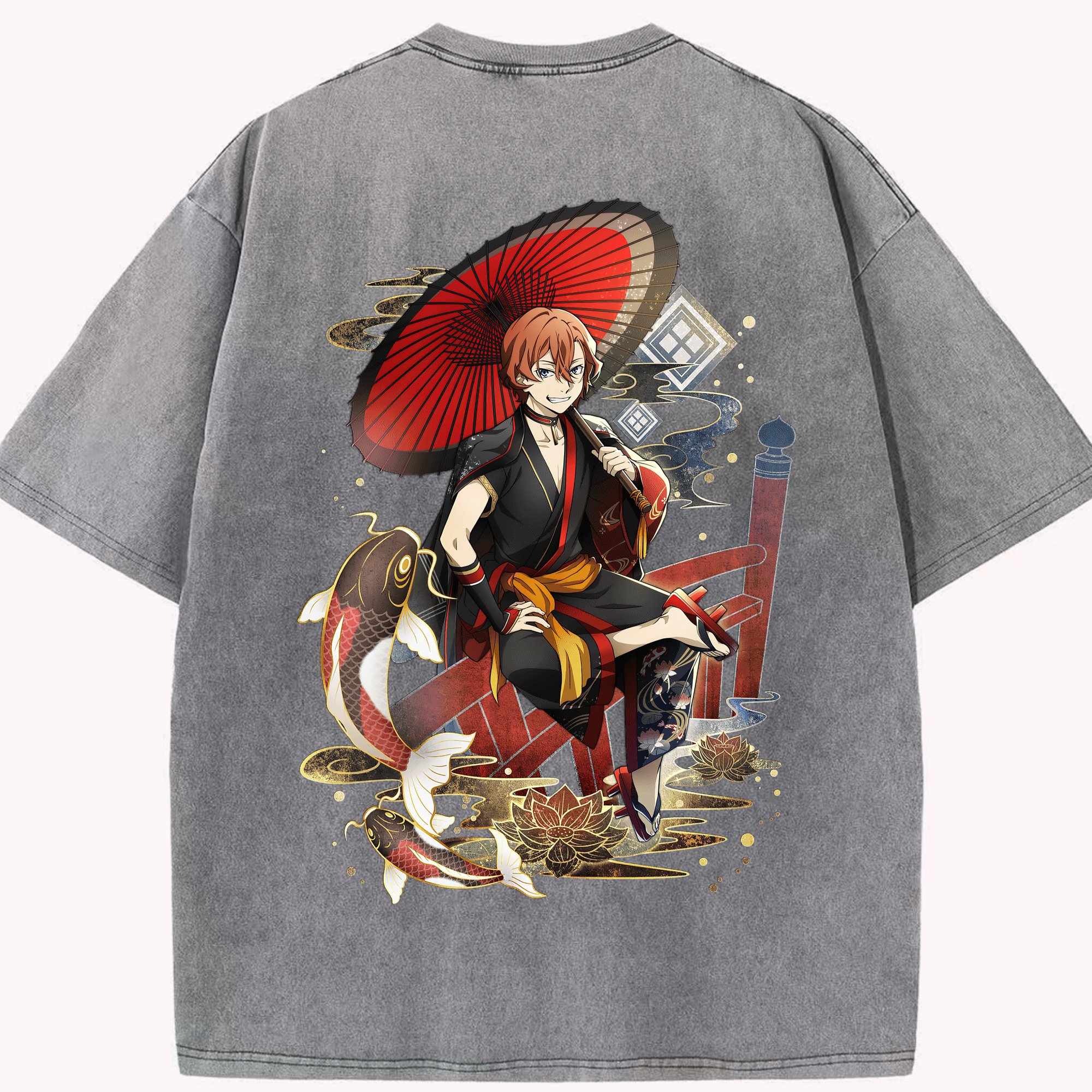 （画像用） 文豪ストレイドッグス Bungo Stray Dogs 綿100% ヴィンテージ風 半袖Tシャツ（背面プリント）