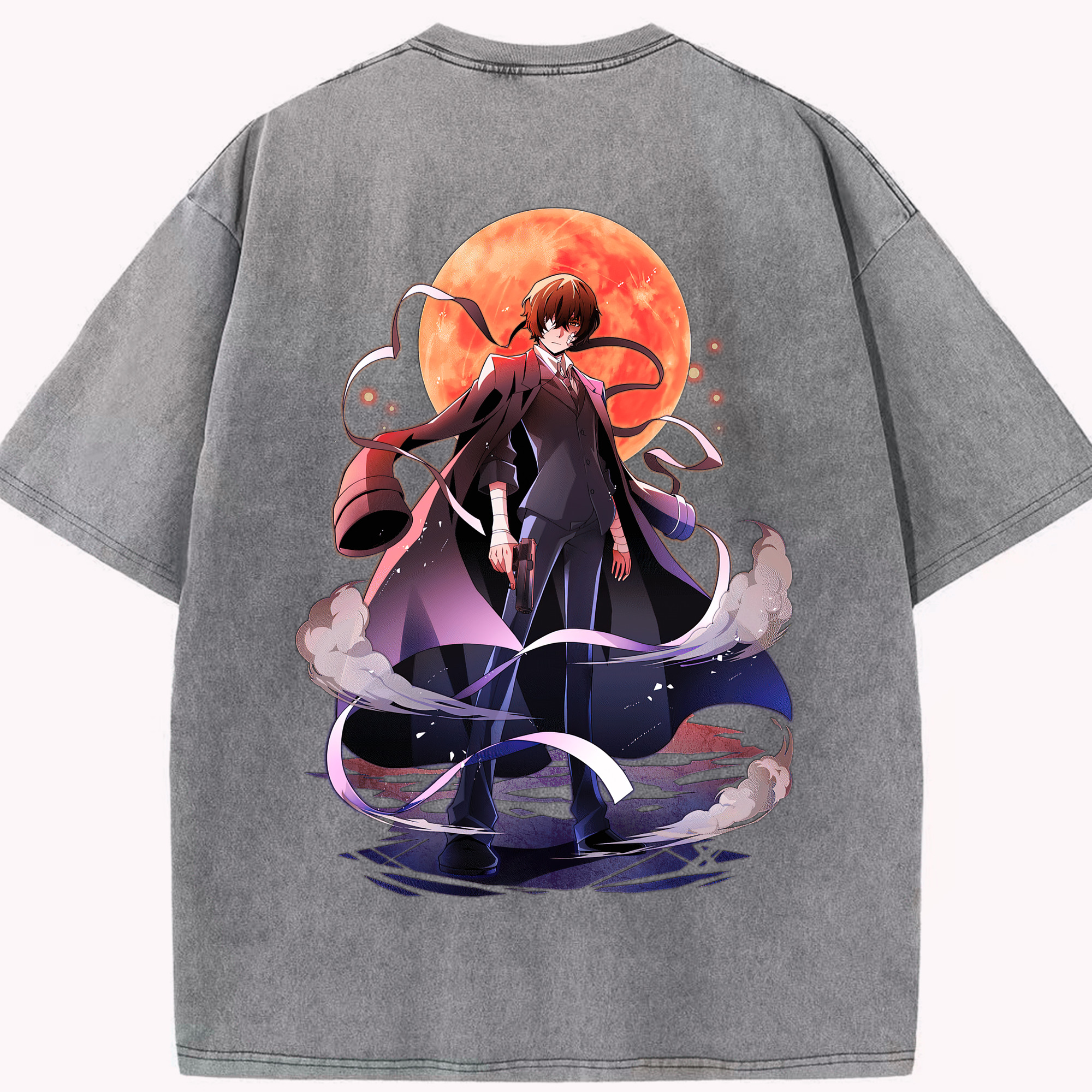 （画像用） 文豪ストレイドッグス Bungo Stray Dogs 綿100% ヴィンテージ風 半袖Tシャツ（背面プリント）