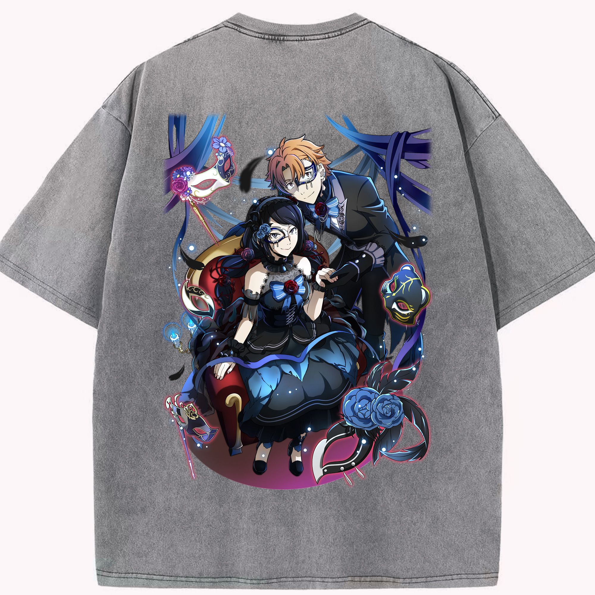 （画像用） 文豪ストレイドッグス Bungo Stray Dogs 綿100% ヴィンテージ風 半袖Tシャツ（背面プリント）