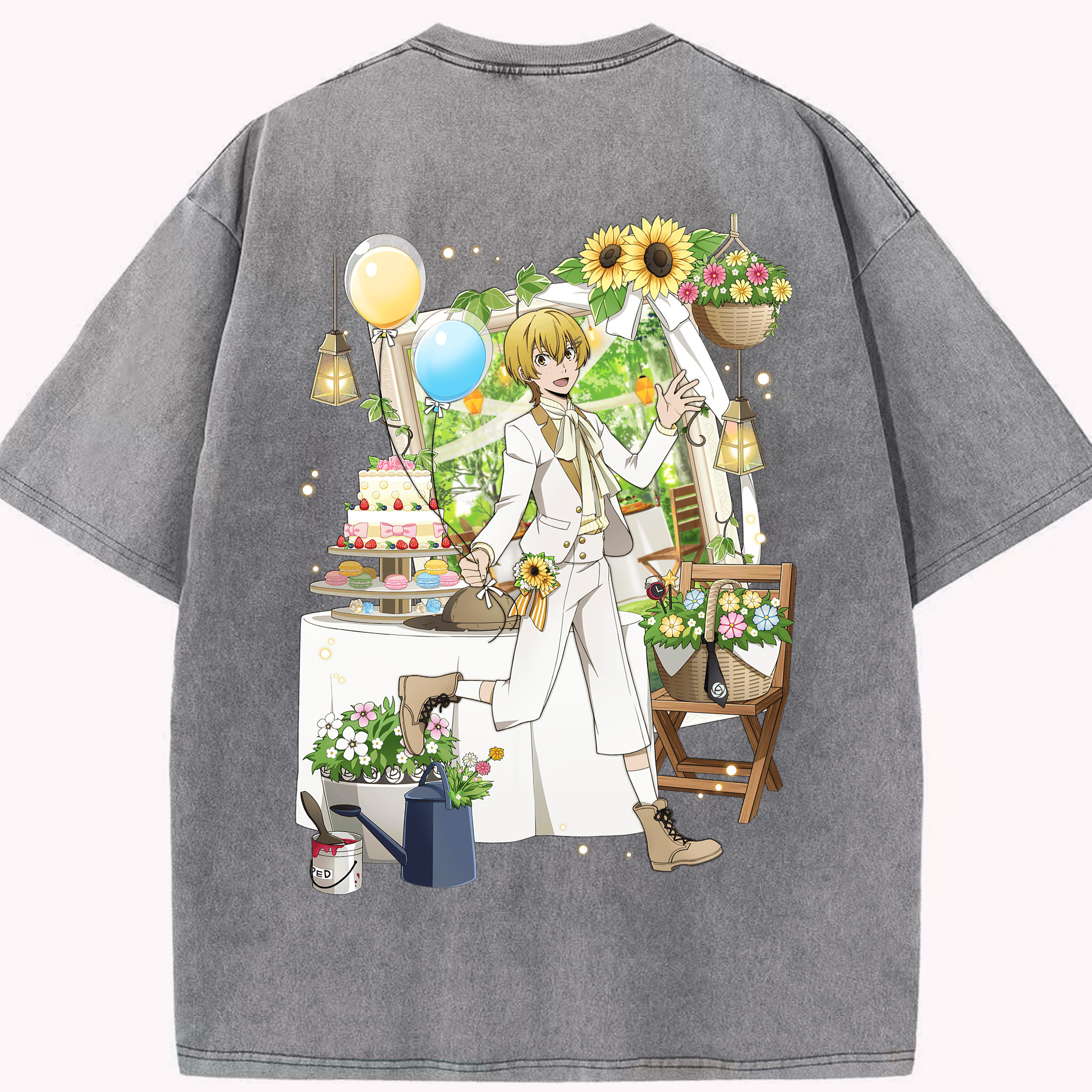 （画像用） 文豪ストレイドッグス Bungo Stray Dogs 綿100% ヴィンテージ風 半袖Tシャツ（背面プリント）