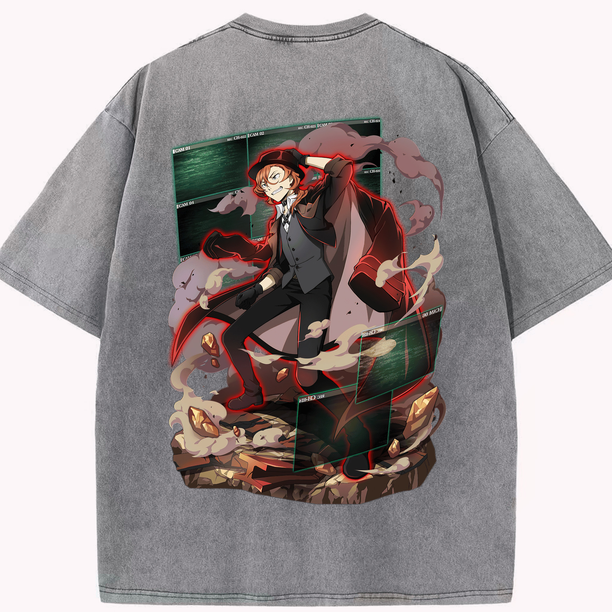 （画像用） 文豪ストレイドッグス Bungo Stray Dogs 綿100% ヴィンテージ風 半袖Tシャツ（背面プリント）