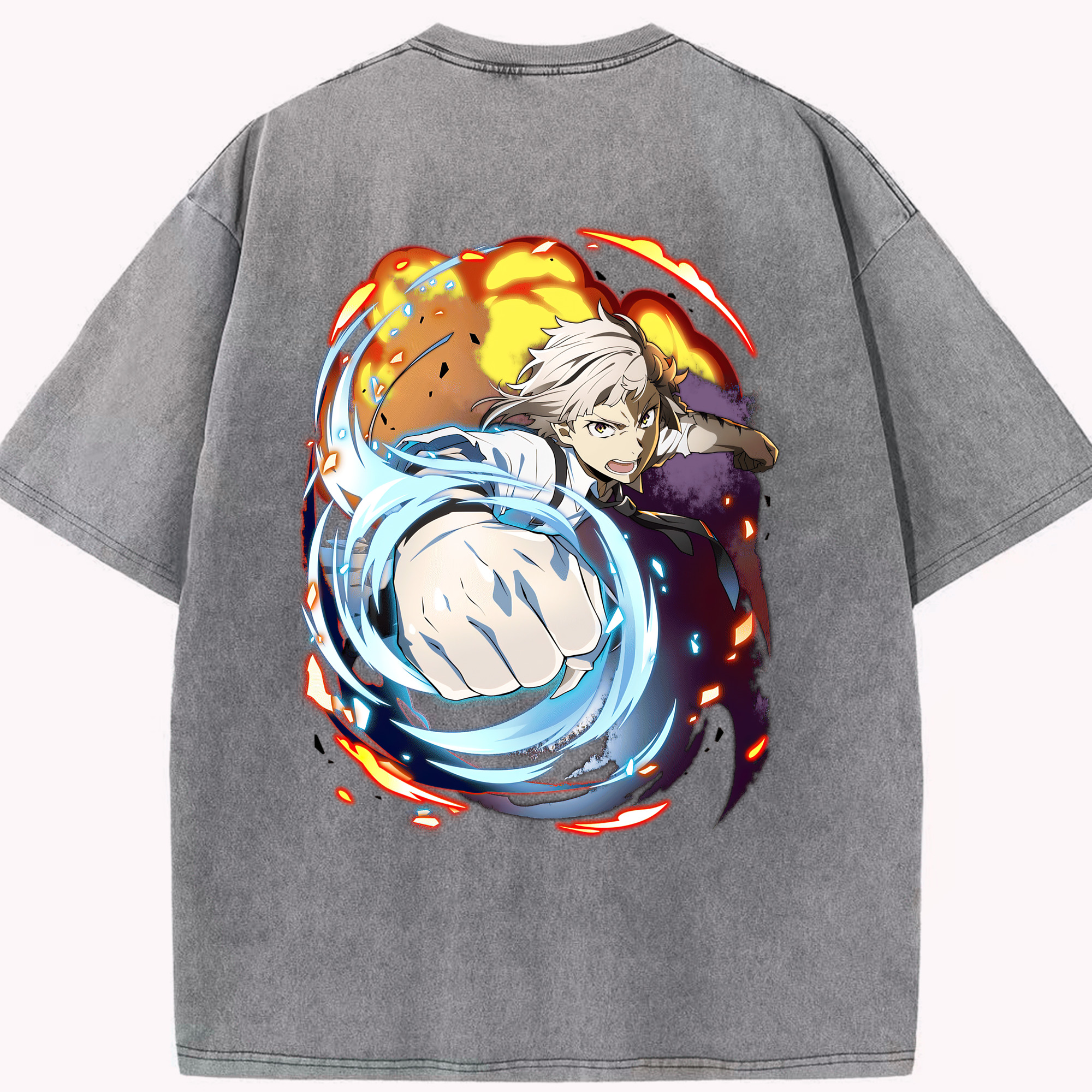 （画像用） 文豪ストレイドッグス Bungo Stray Dogs 綿100% ヴィンテージ風 半袖Tシャツ（背面プリント）