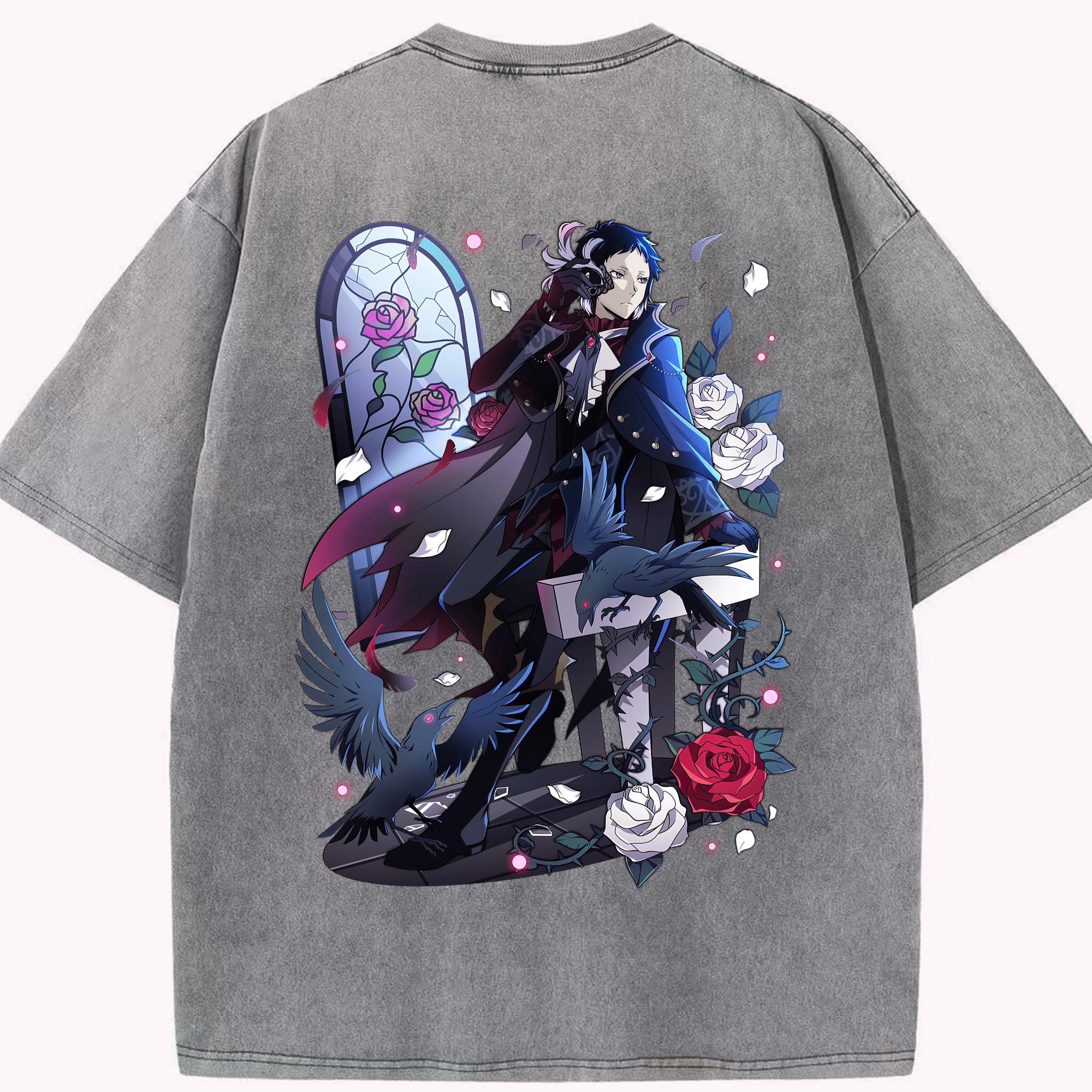 （画像用） 文豪ストレイドッグス Bungo Stray Dogs 綿100% ヴィンテージ風 半袖Tシャツ（背面プリント）