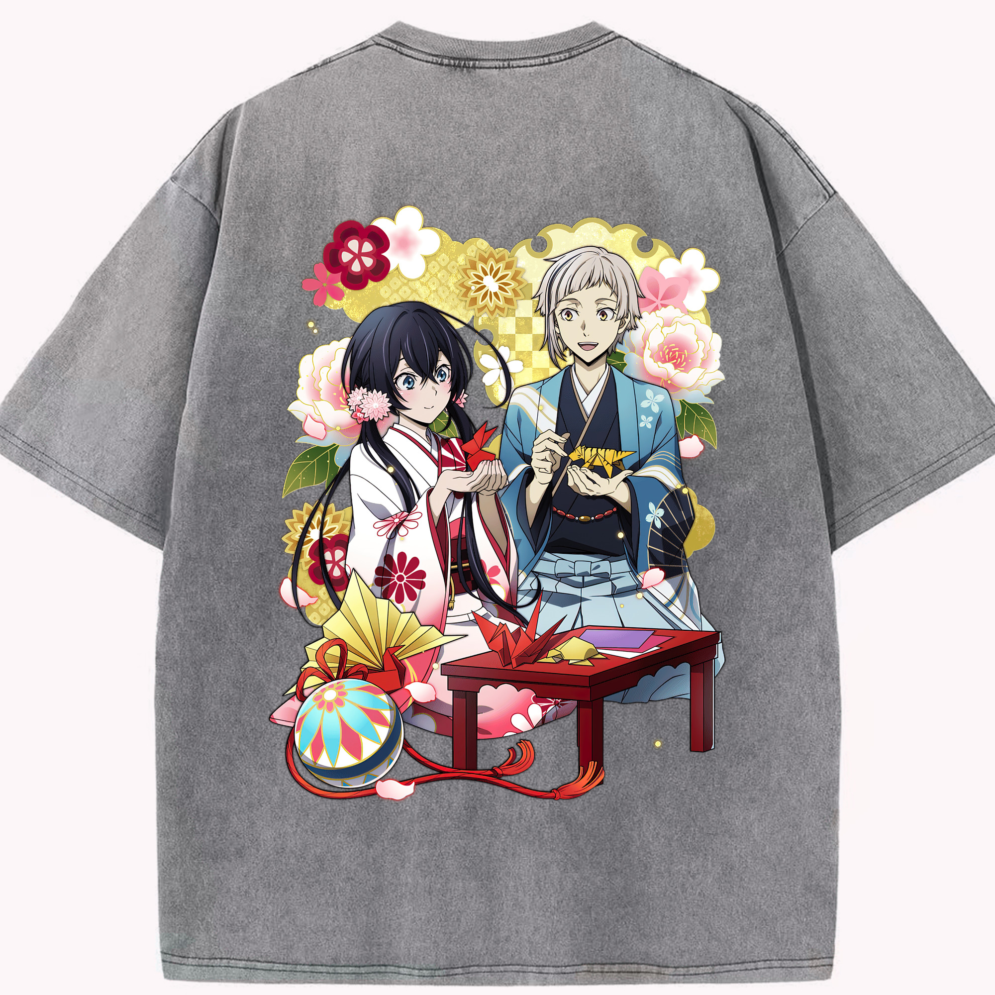 （画像用） 文豪ストレイドッグス Bungo Stray Dogs 綿100% ヴィンテージ風 半袖Tシャツ（背面プリント）