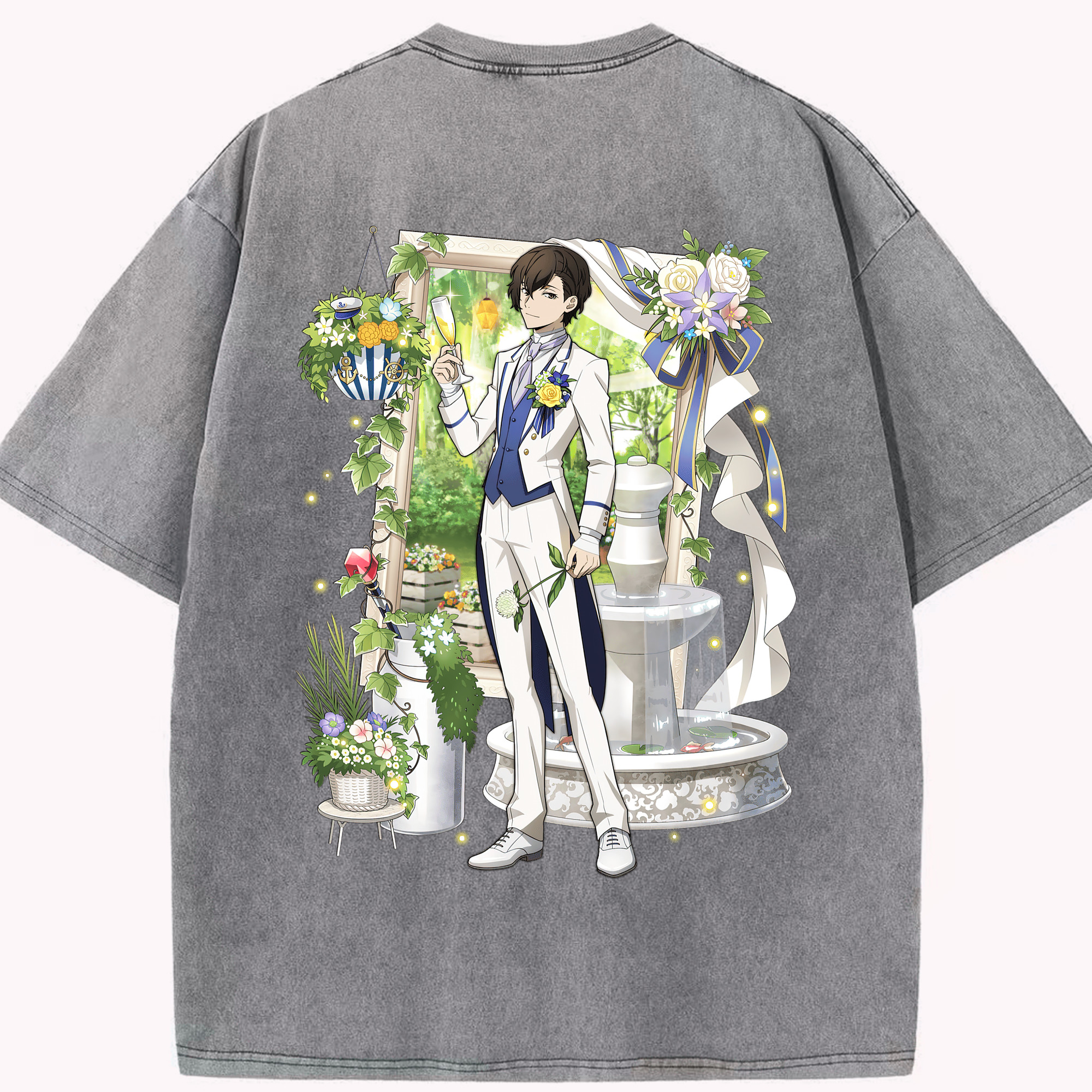 （画像用） 文豪ストレイドッグス Bungo Stray Dogs 綿100% ヴィンテージ風 半袖Tシャツ（背面プリント）