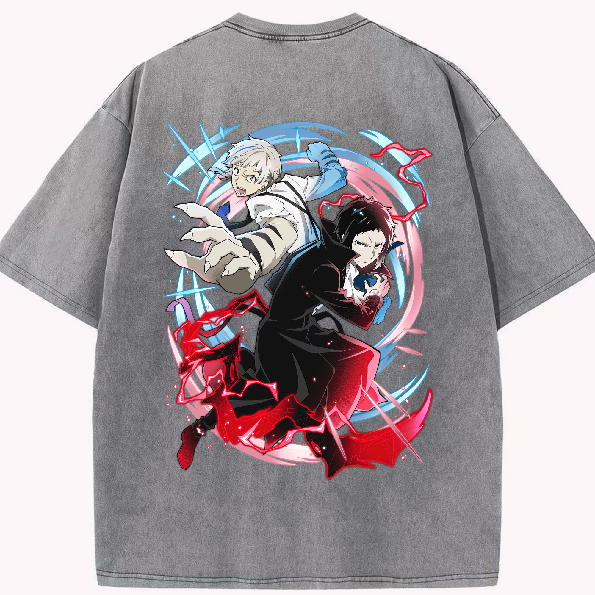 （画像用） 文豪ストレイドッグス Bungo Stray Dogs 綿100% ヴィンテージ風 半袖Tシャツ（背面プリント）