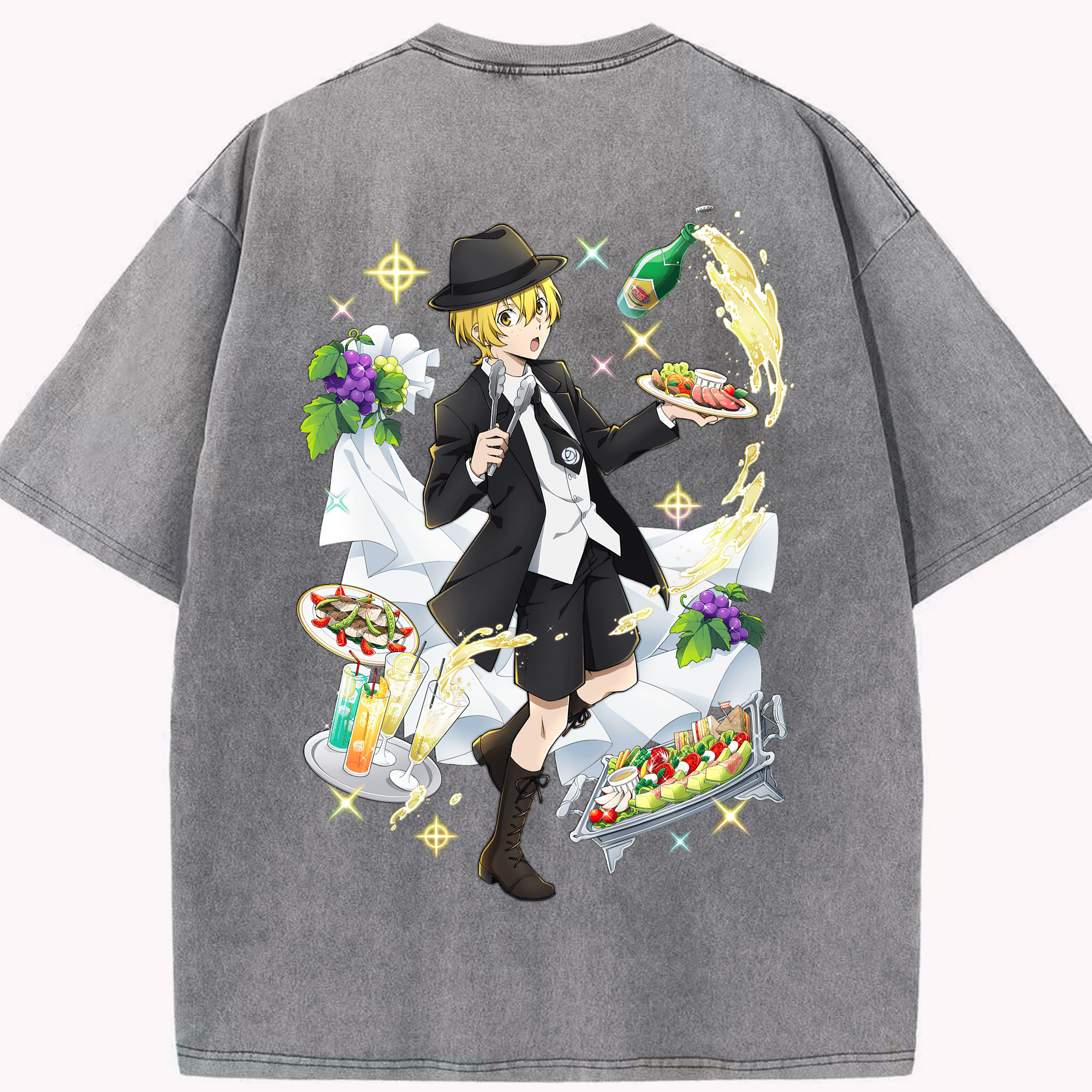 （画像用） 文豪ストレイドッグス Bungo Stray Dogs 綿100% ヴィンテージ風 半袖Tシャツ（背面プリント）