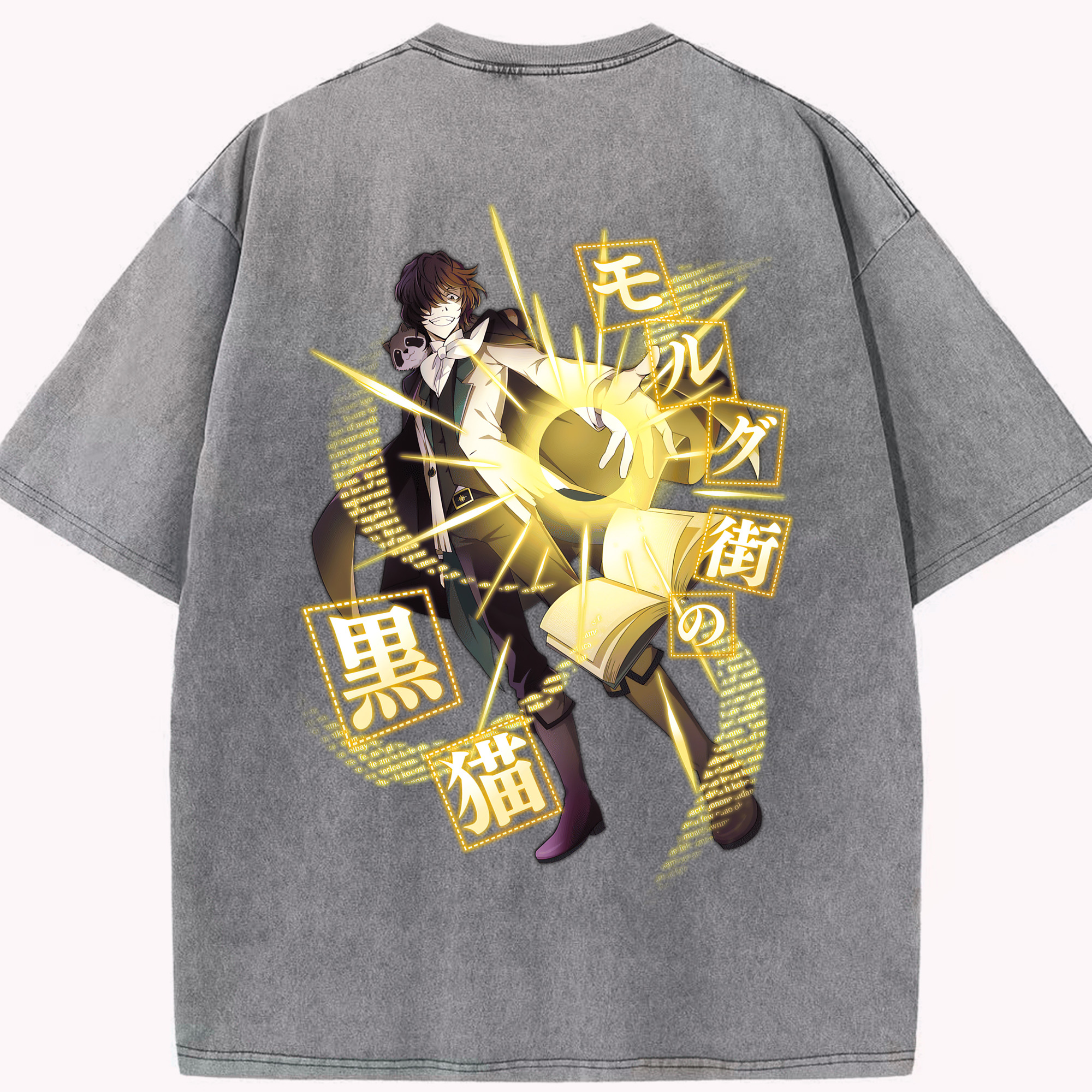 （画像用） 文豪ストレイドッグス Bungo Stray Dogs 綿100% ヴィンテージ風 半袖Tシャツ（背面プリント）