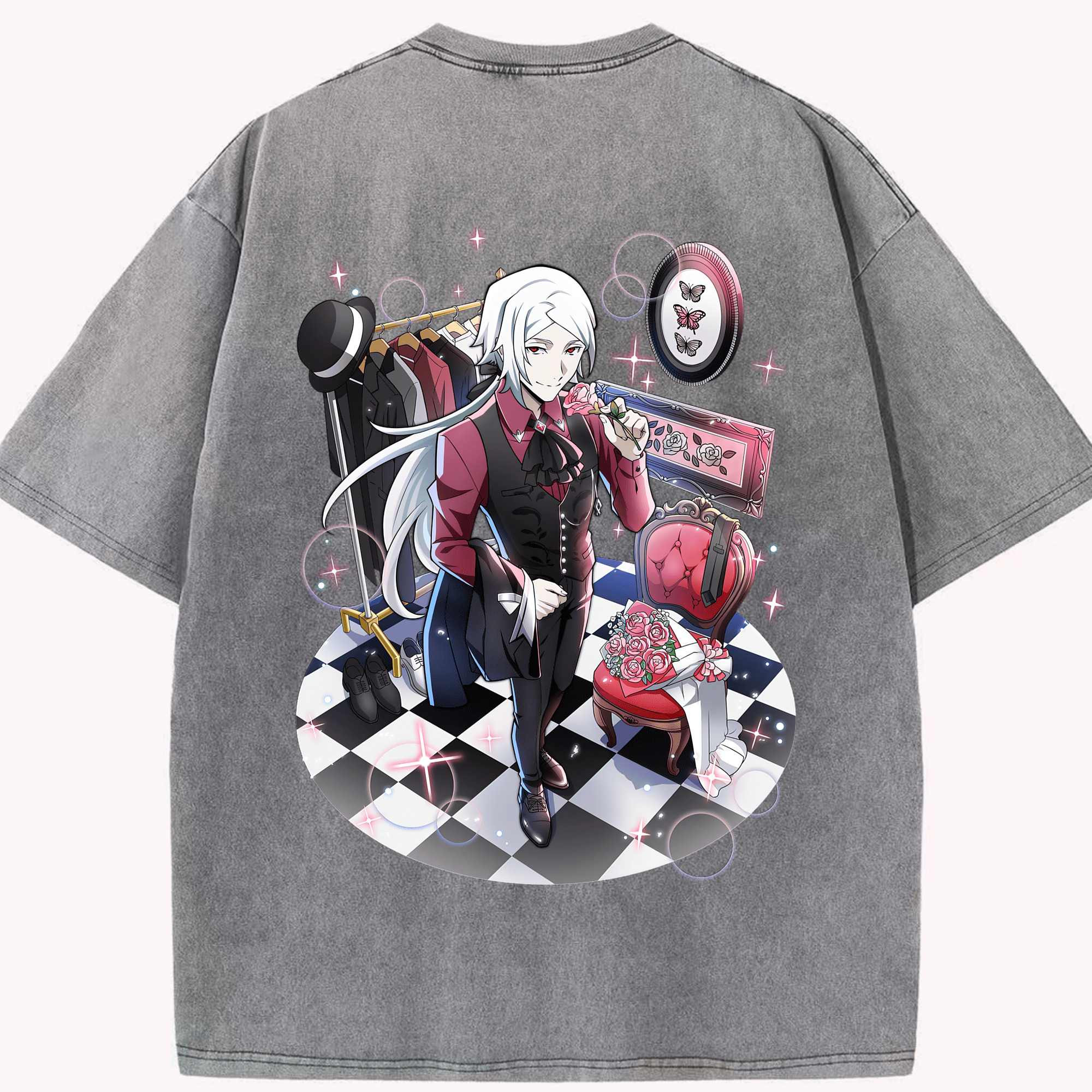 （画像用） 文豪ストレイドッグス Bungo Stray Dogs 綿100% ヴィンテージ風 半袖Tシャツ（背面プリント）
