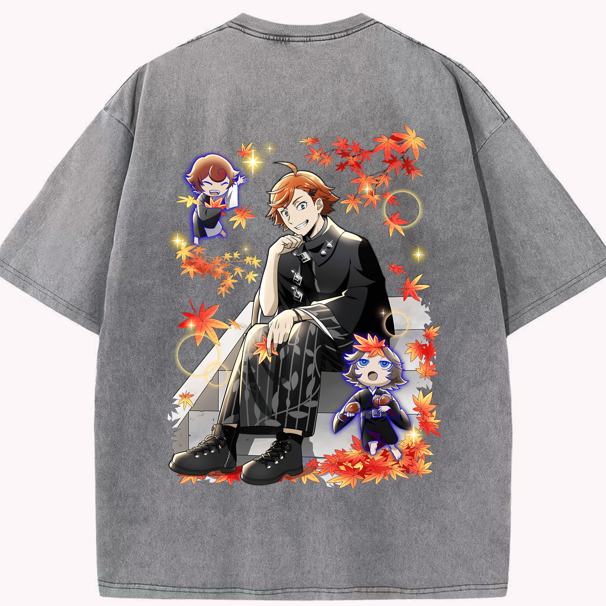 （画像用） 文豪ストレイドッグス Bungo Stray Dogs 綿100% ヴィンテージ風 半袖Tシャツ（背面プリント）
