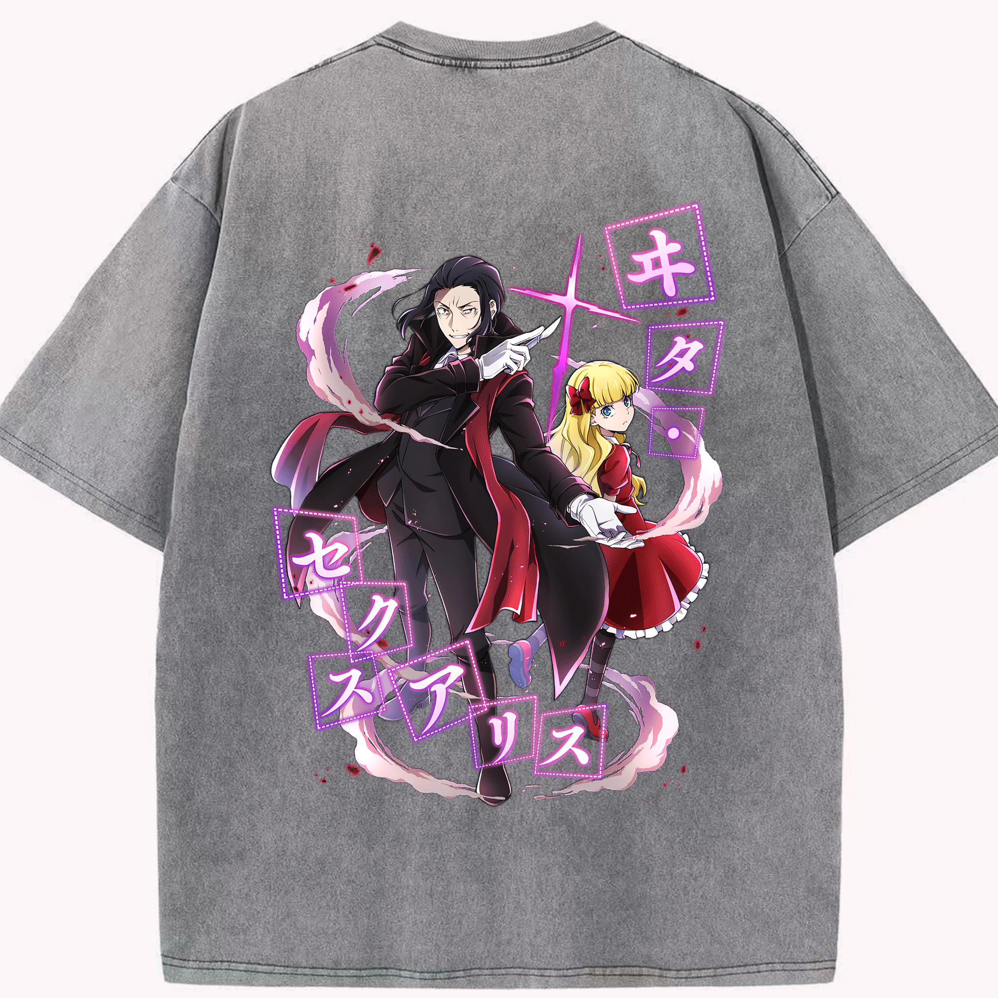 （画像用） 文豪ストレイドッグス Bungo Stray Dogs 綿100% ヴィンテージ風 半袖Tシャツ（背面プリント）