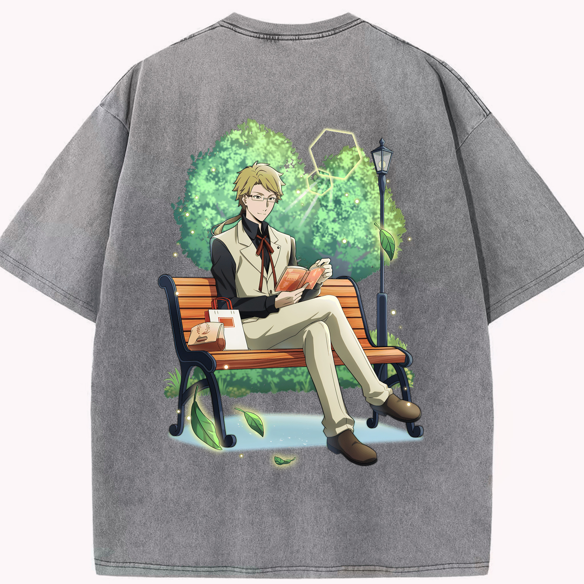 （画像用） 文豪ストレイドッグス Bungo Stray Dogs 綿100% ヴィンテージ風 半袖Tシャツ（背面プリント）