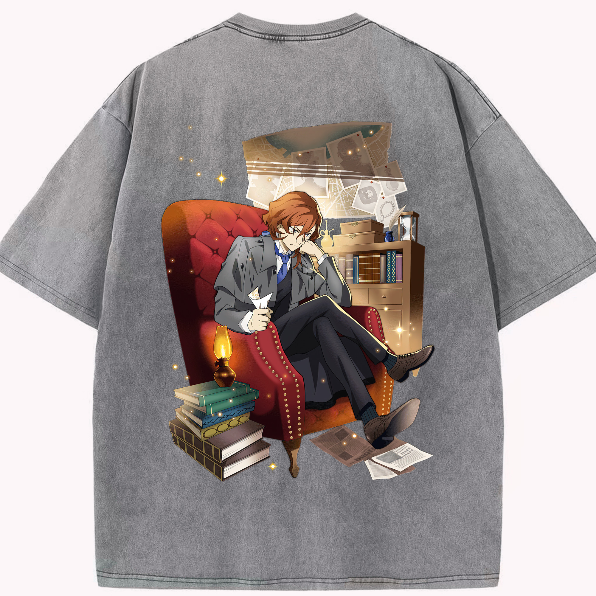 （画像用） 文豪ストレイドッグス Bungo Stray Dogs 綿100% ヴィンテージ風 半袖Tシャツ（背面プリント）
