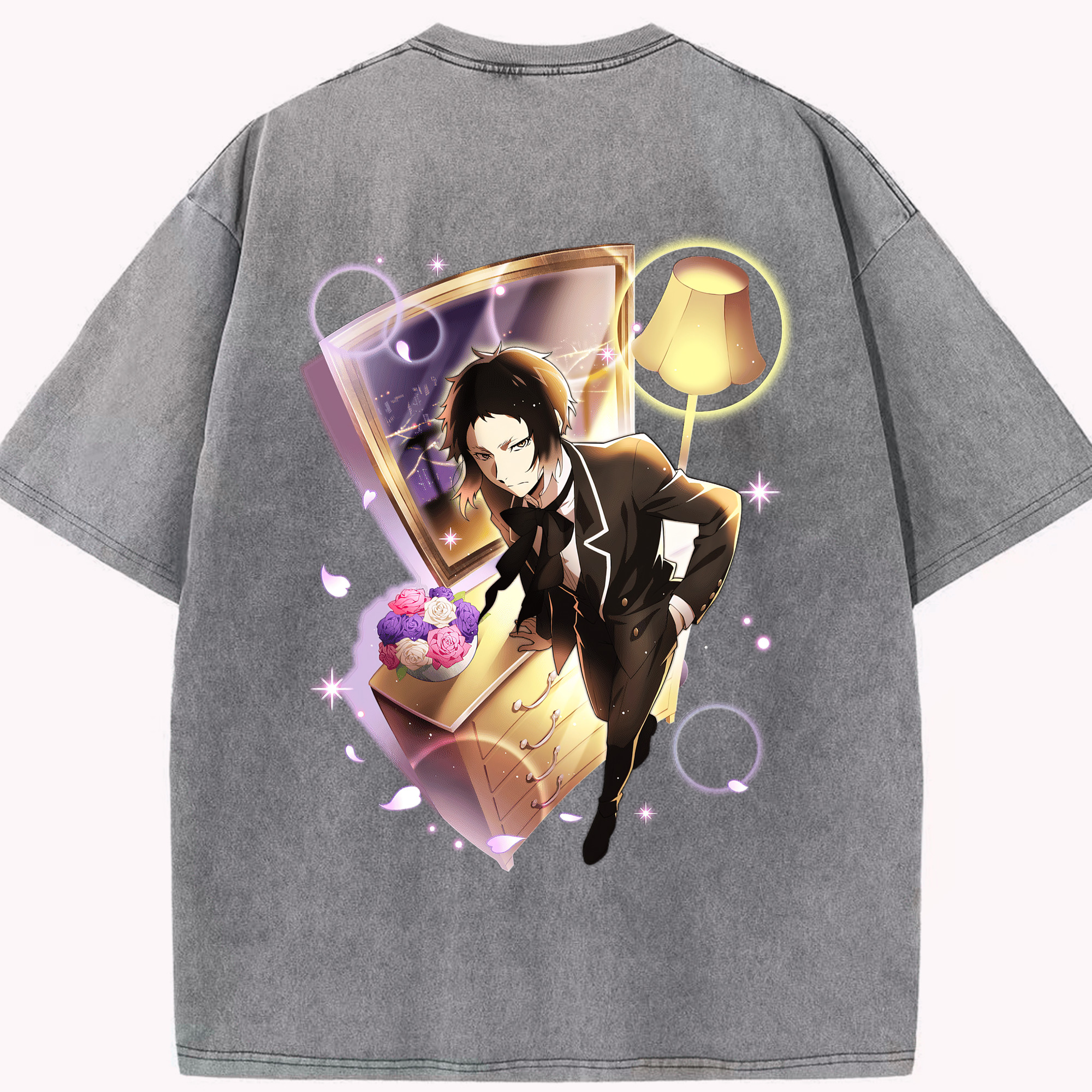 （画像用） 文豪ストレイドッグス Bungo Stray Dogs 綿100% ヴィンテージ風 半袖Tシャツ（背面プリント）