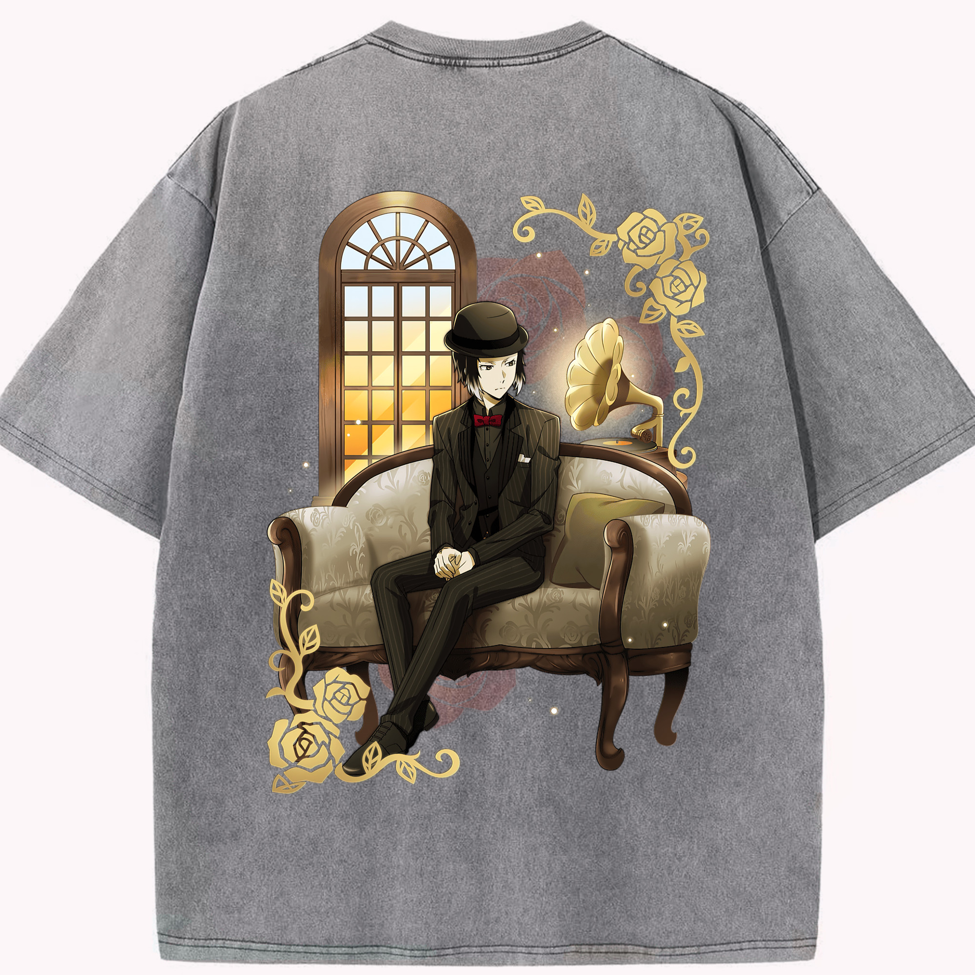 （画像用） 文豪ストレイドッグス Bungo Stray Dogs 綿100% ヴィンテージ風 半袖Tシャツ（背面プリント）