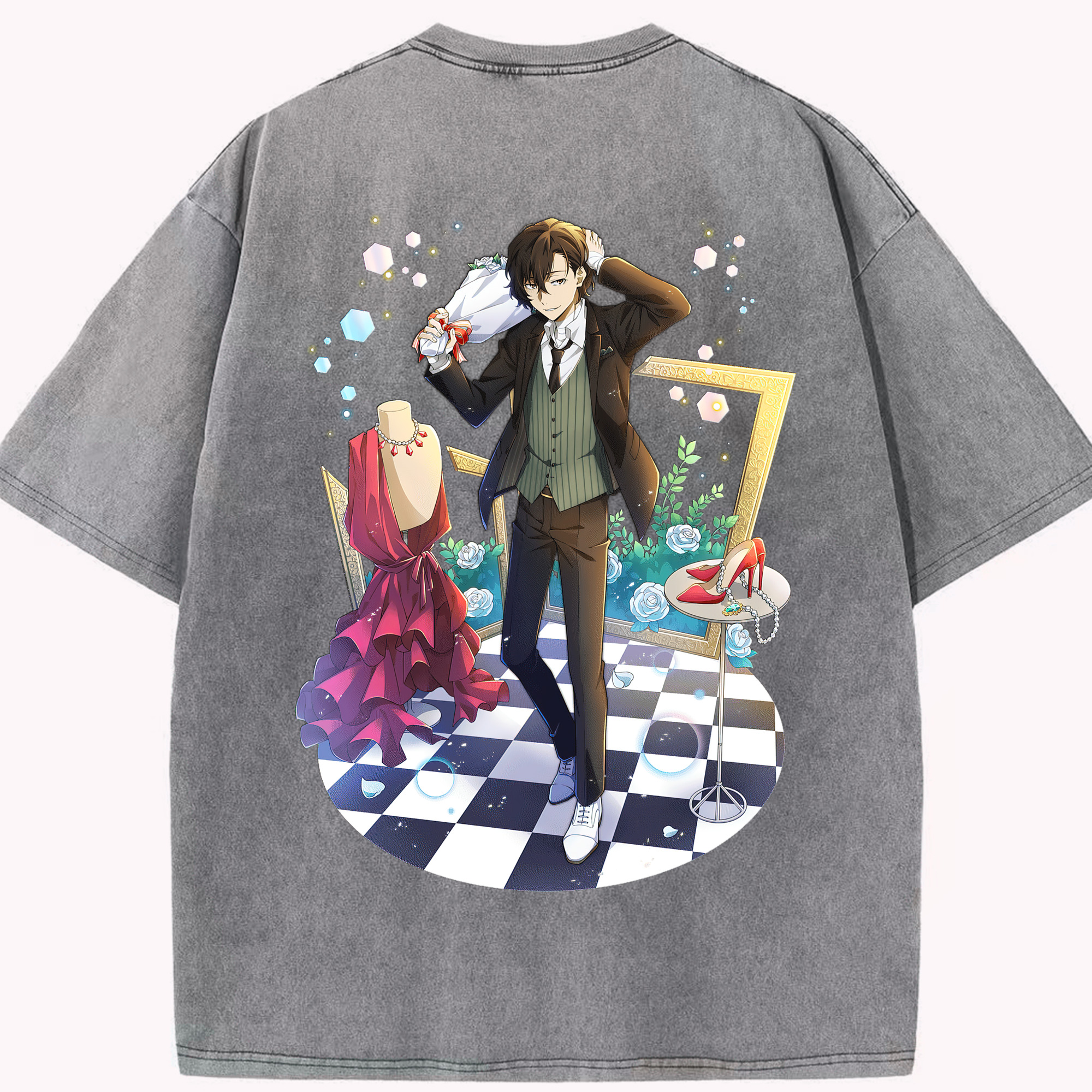 （画像用） 文豪ストレイドッグス Bungo Stray Dogs 綿100% ヴィンテージ風 半袖Tシャツ（背面プリント）