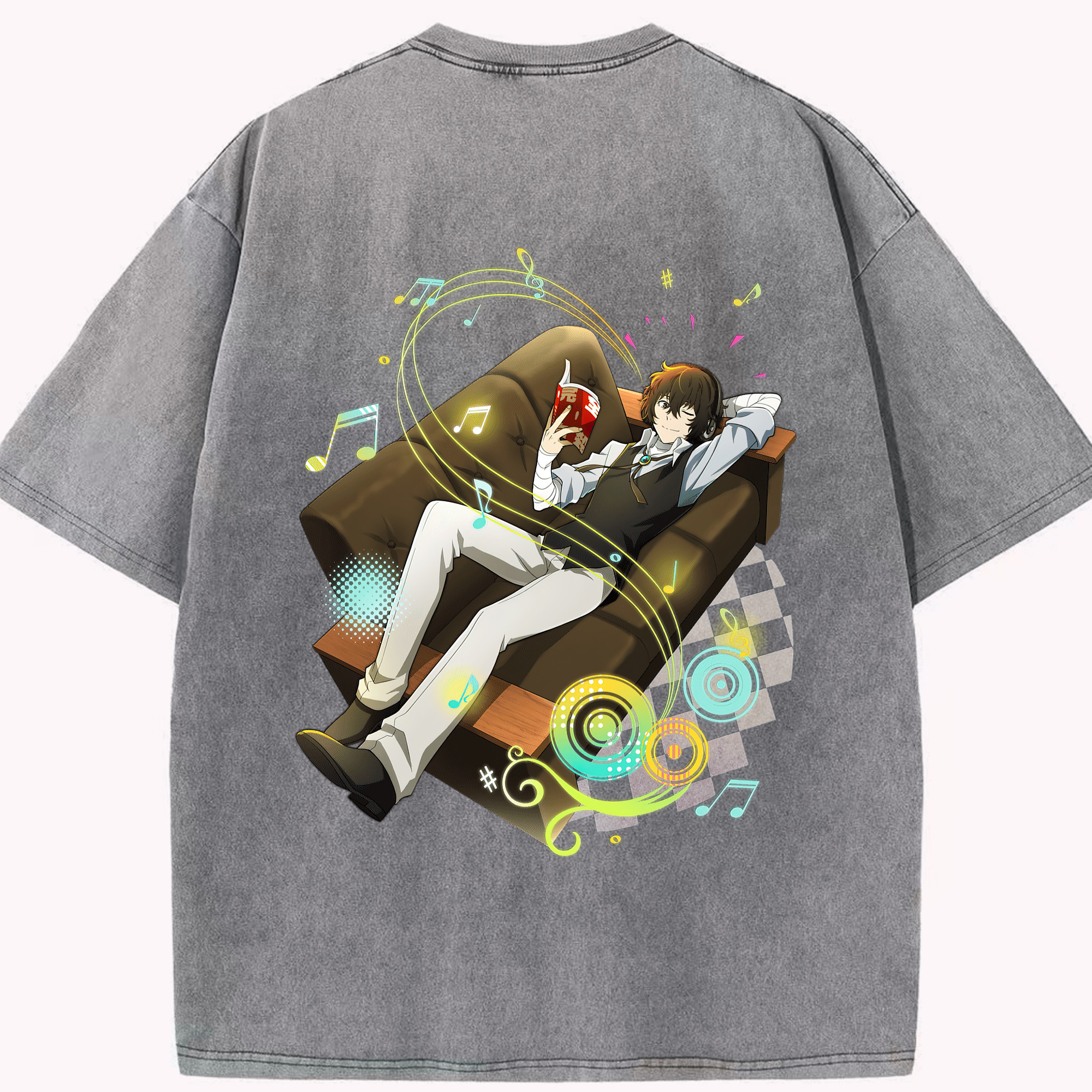 （画像用） 文豪ストレイドッグス Bungo Stray Dogs 綿100% ヴィンテージ風 半袖Tシャツ（背面プリント）