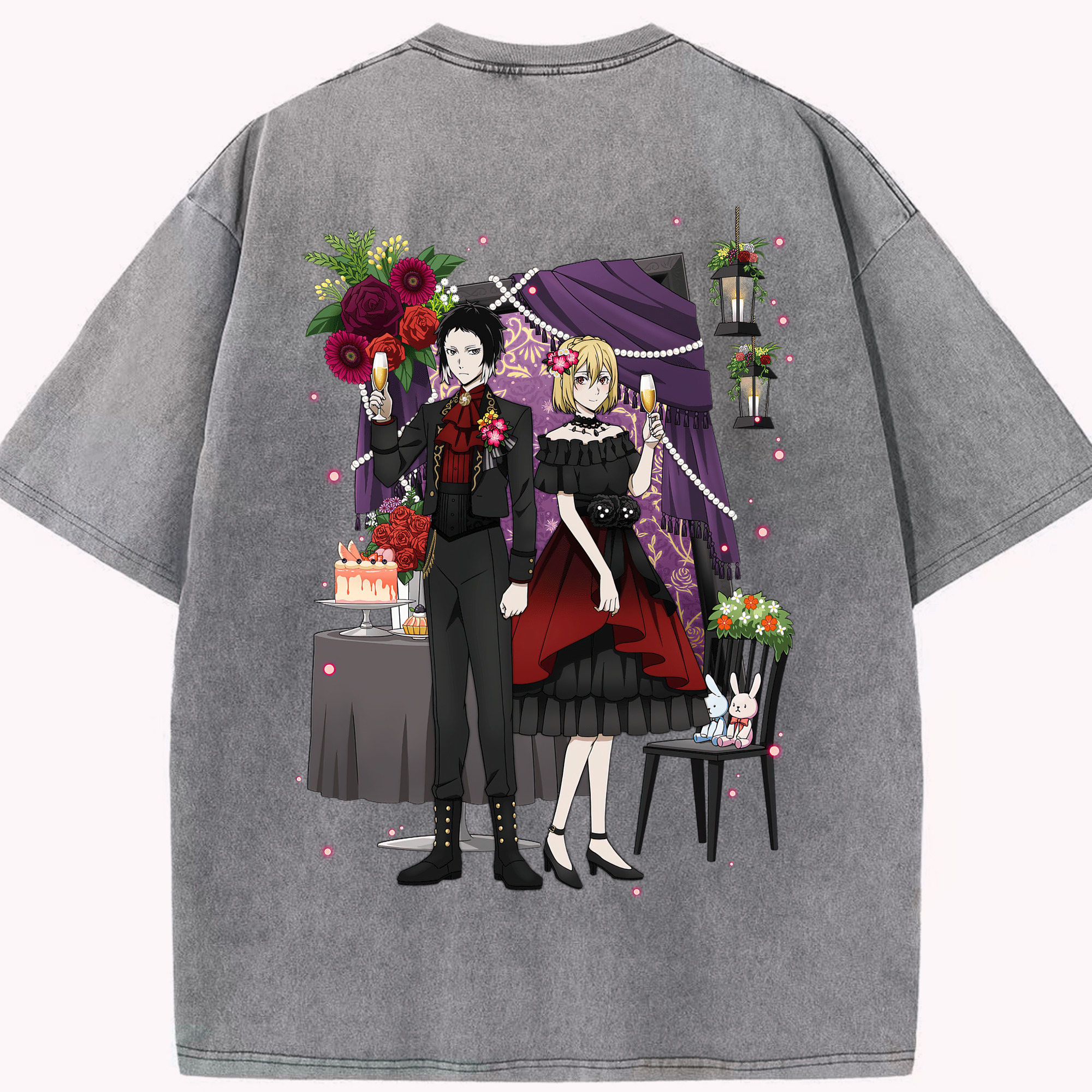 （画像用） 文豪ストレイドッグス Bungo Stray Dogs 綿100% ヴィンテージ風 半袖Tシャツ（背面プリント）