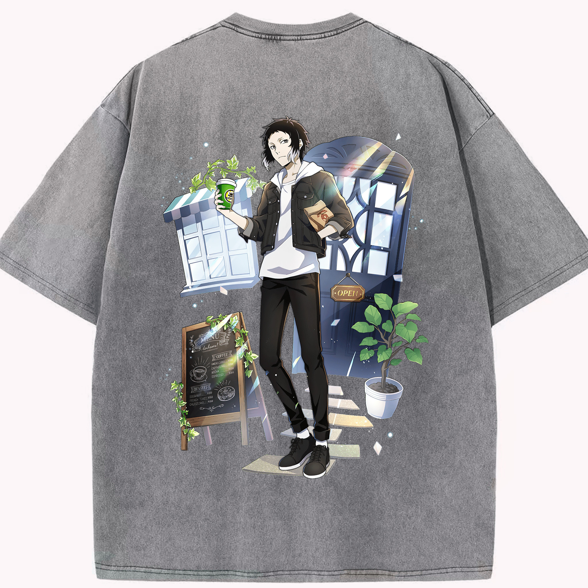 （画像用） 文豪ストレイドッグス Bungo Stray Dogs 綿100% ヴィンテージ風 半袖Tシャツ（背面プリント）
