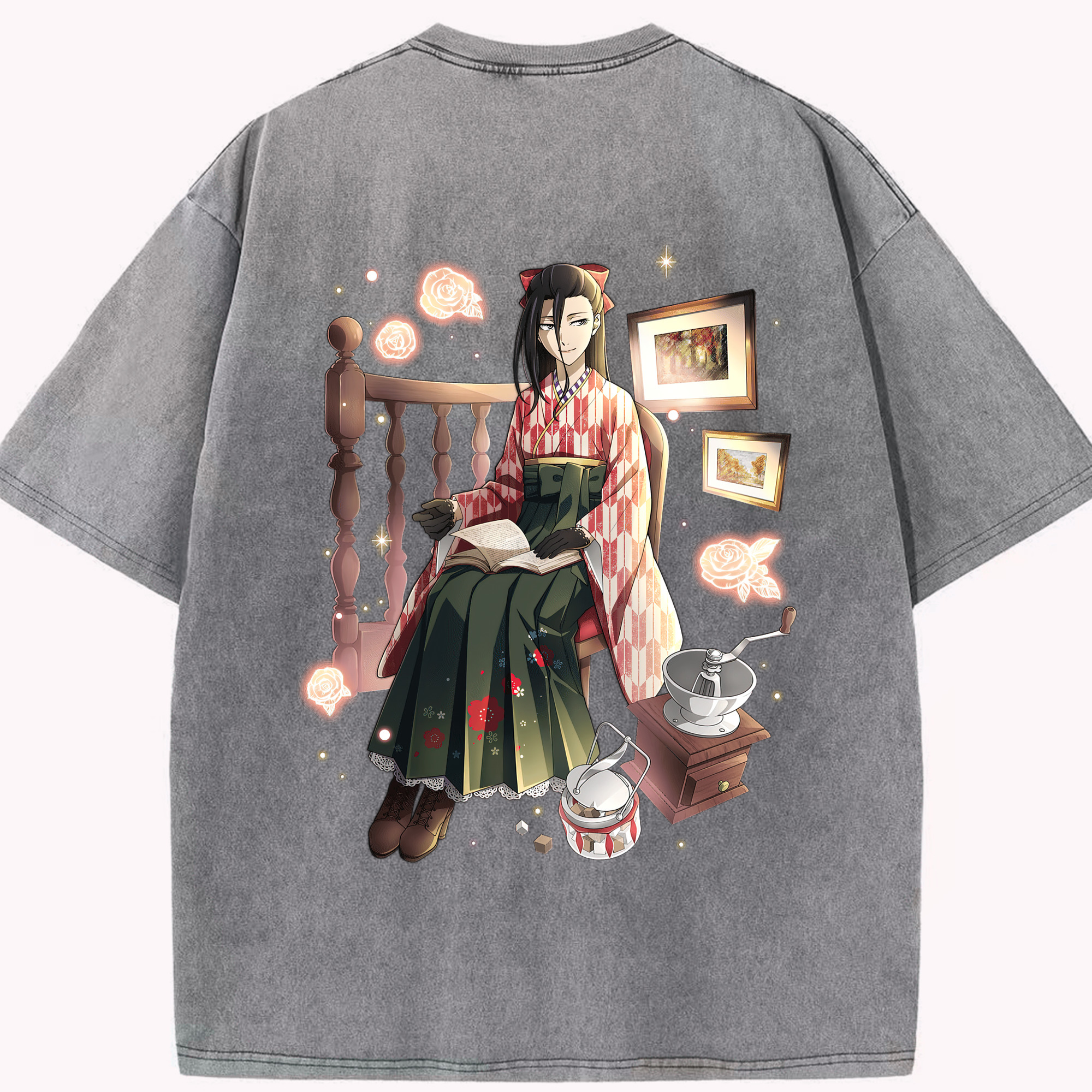 （画像用） 文豪ストレイドッグス Bungo Stray Dogs 綿100% ヴィンテージ風 半袖Tシャツ（背面プリント）