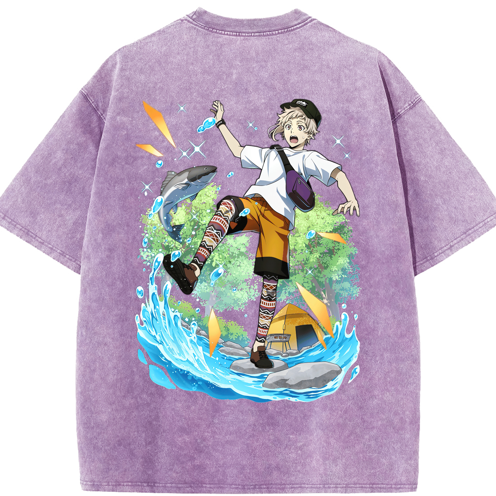（画像用） 文豪ストレイドッグス Bungo Stray Dogs 綿100% ヴィンテージ風 半袖Tシャツ（背面プリント）