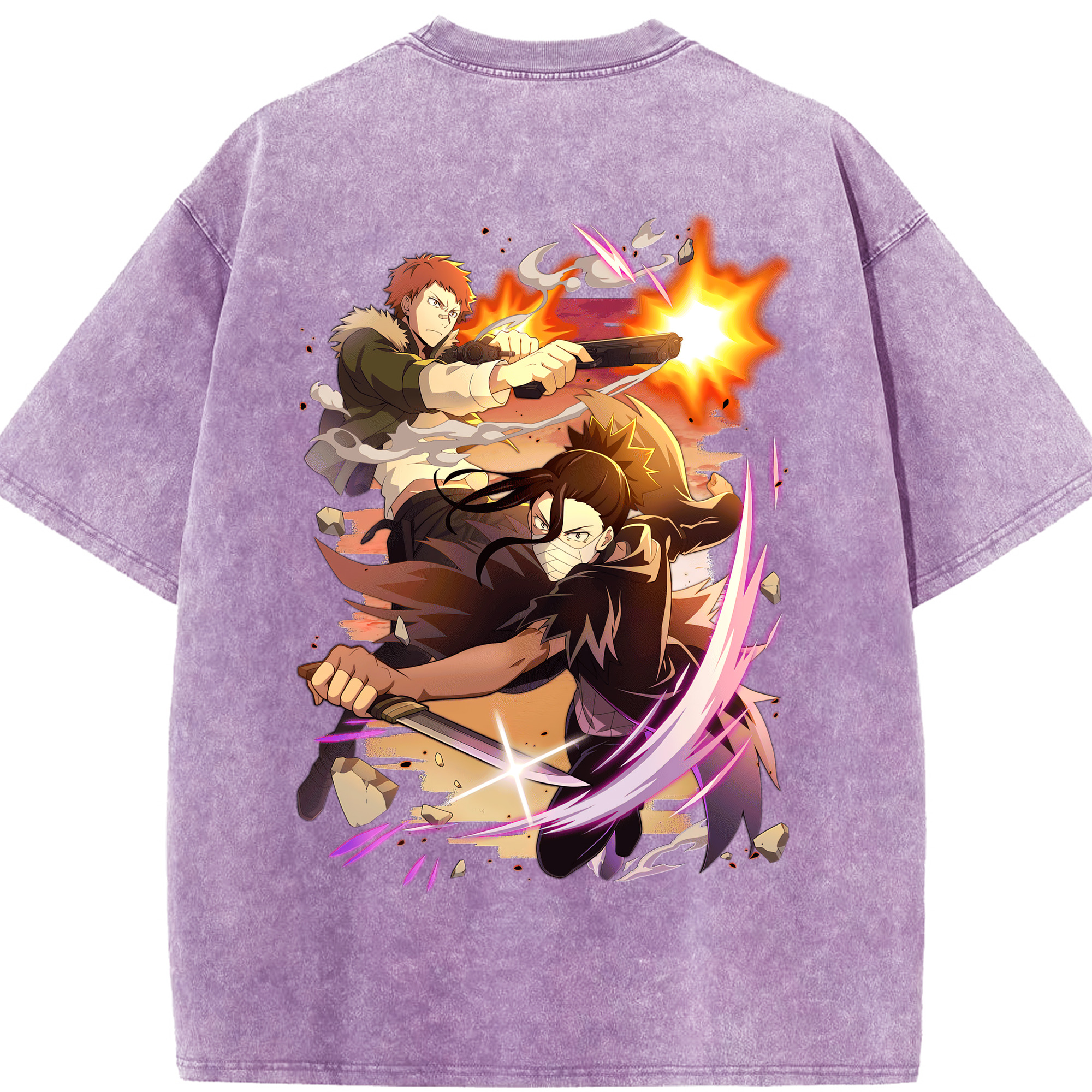 （画像用） 文豪ストレイドッグス Bungo Stray Dogs 綿100% ヴィンテージ風 半袖Tシャツ（背面プリント）