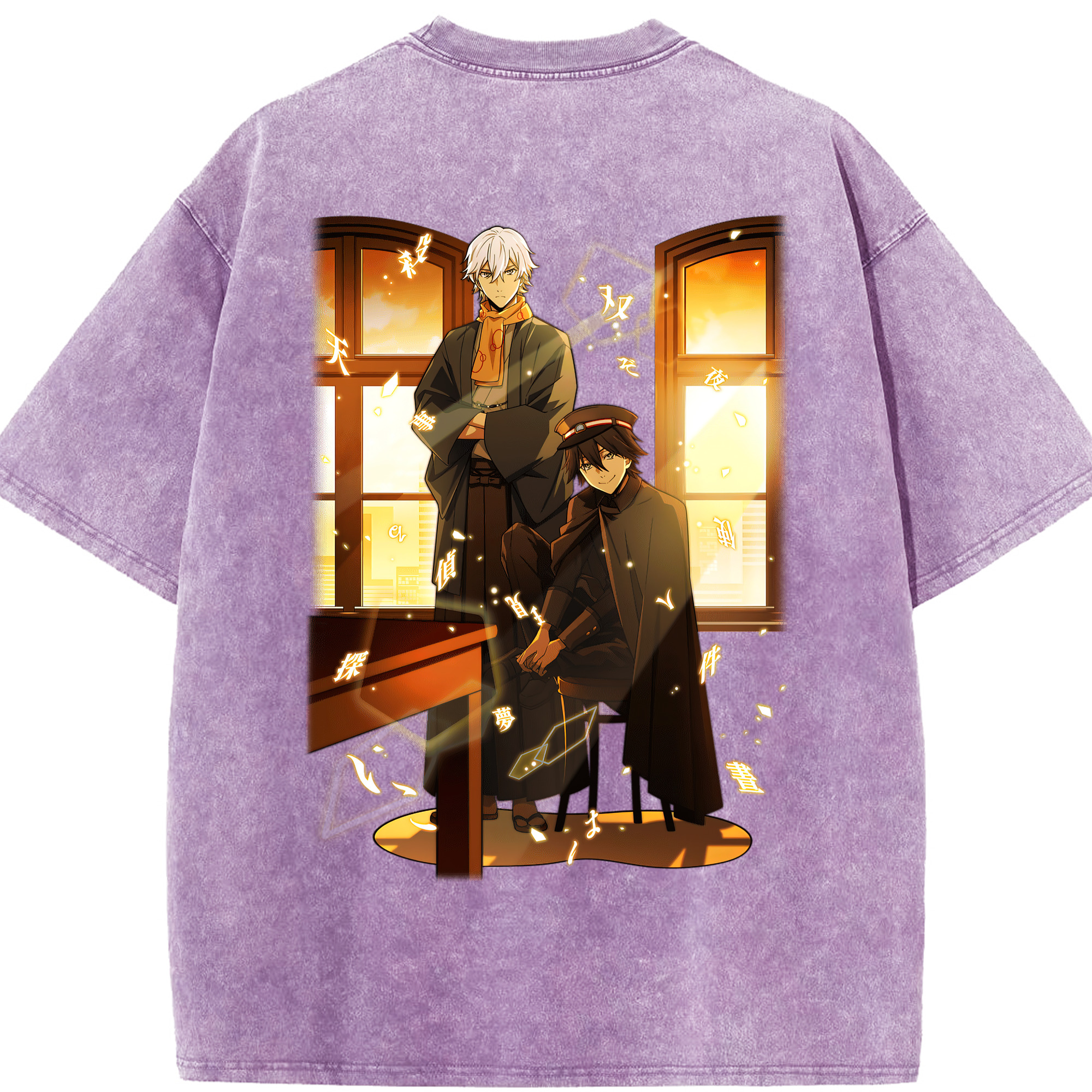 （画像用） 文豪ストレイドッグス Bungo Stray Dogs 綿100% ヴィンテージ風 半袖Tシャツ（背面プリント）