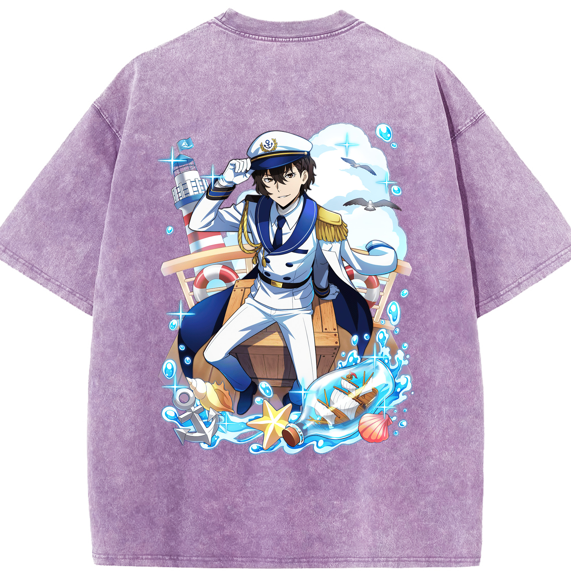 （画像用） 文豪ストレイドッグス Bungo Stray Dogs 綿100% ヴィンテージ風 半袖Tシャツ（背面プリント）
