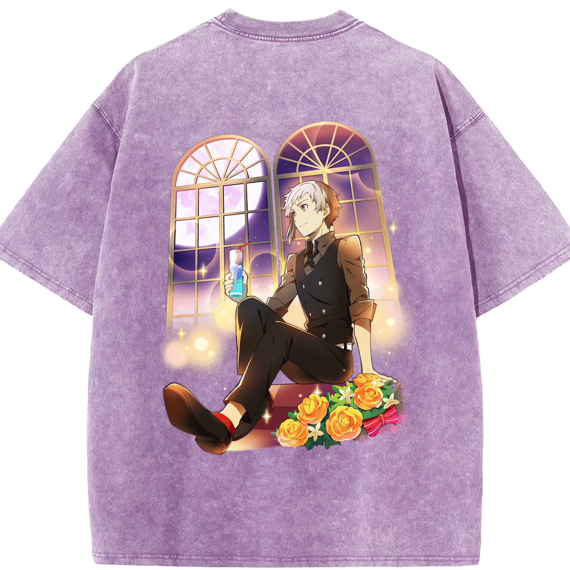 （画像用） 文豪ストレイドッグス Bungo Stray Dogs 綿100% ヴィンテージ風 半袖Tシャツ（背面プリント）