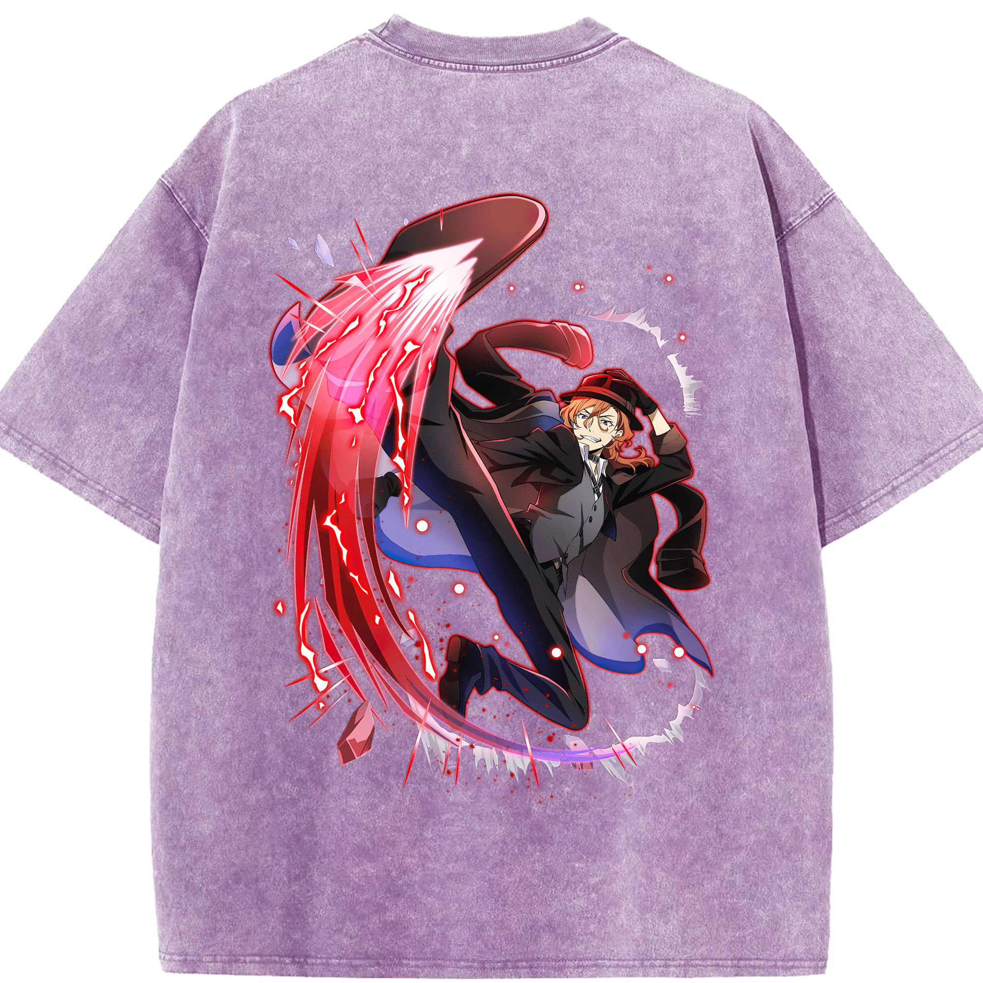 （画像用） 文豪ストレイドッグス Bungo Stray Dogs 綿100% ヴィンテージ風 半袖Tシャツ（背面プリント）