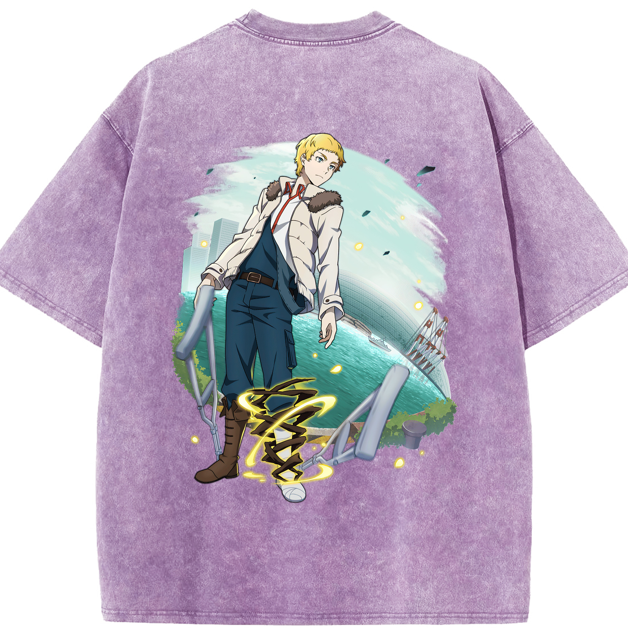 （画像用） 文豪ストレイドッグス Bungo Stray Dogs 綿100% ヴィンテージ風 半袖Tシャツ（背面プリント）