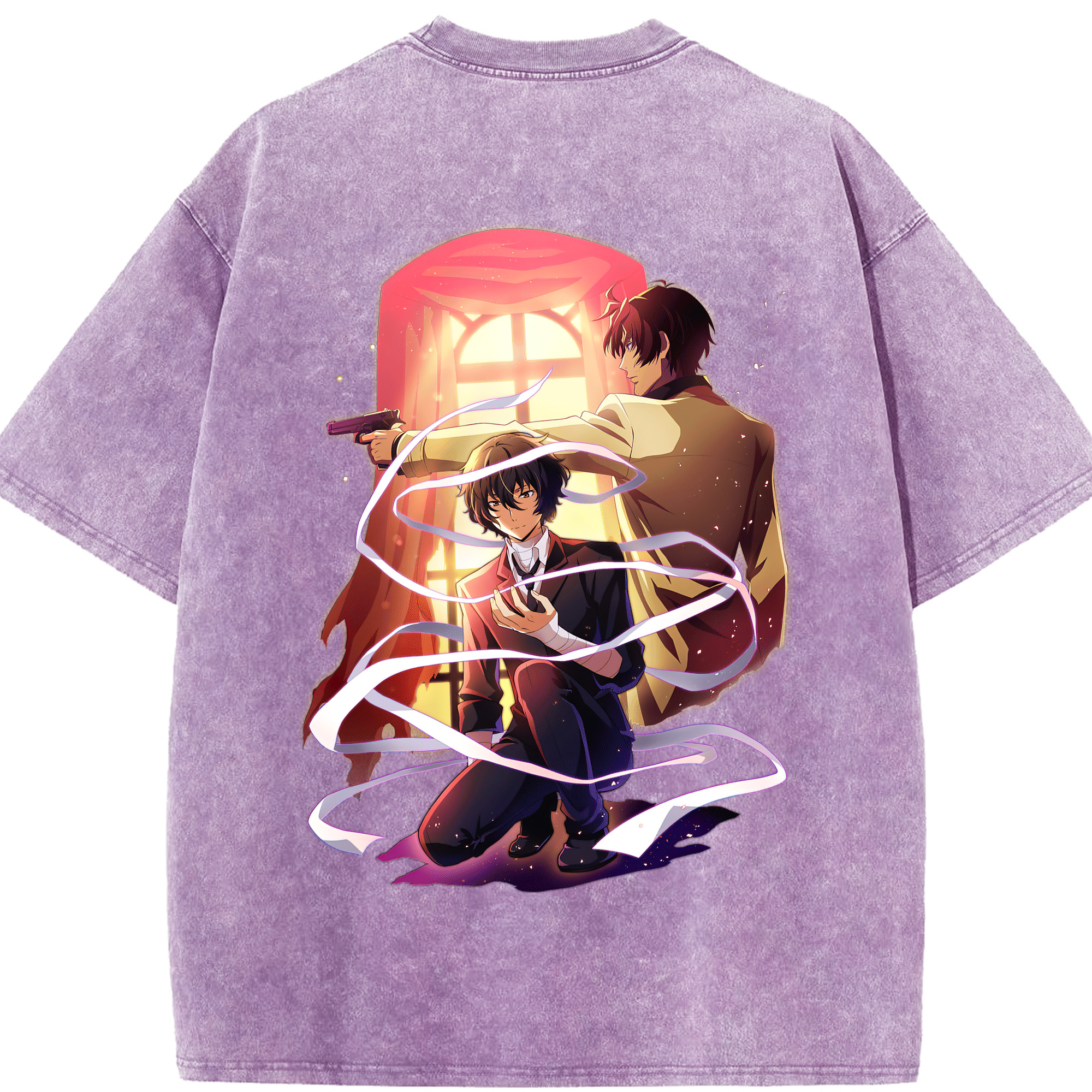 （画像用） 文豪ストレイドッグス Bungo Stray Dogs 綿100% ヴィンテージ風 半袖Tシャツ（背面プリント）