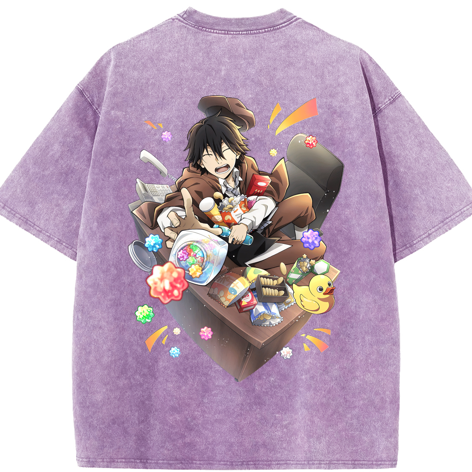 （画像用） 文豪ストレイドッグス Bungo Stray Dogs 綿100% ヴィンテージ風 半袖Tシャツ（背面プリント）