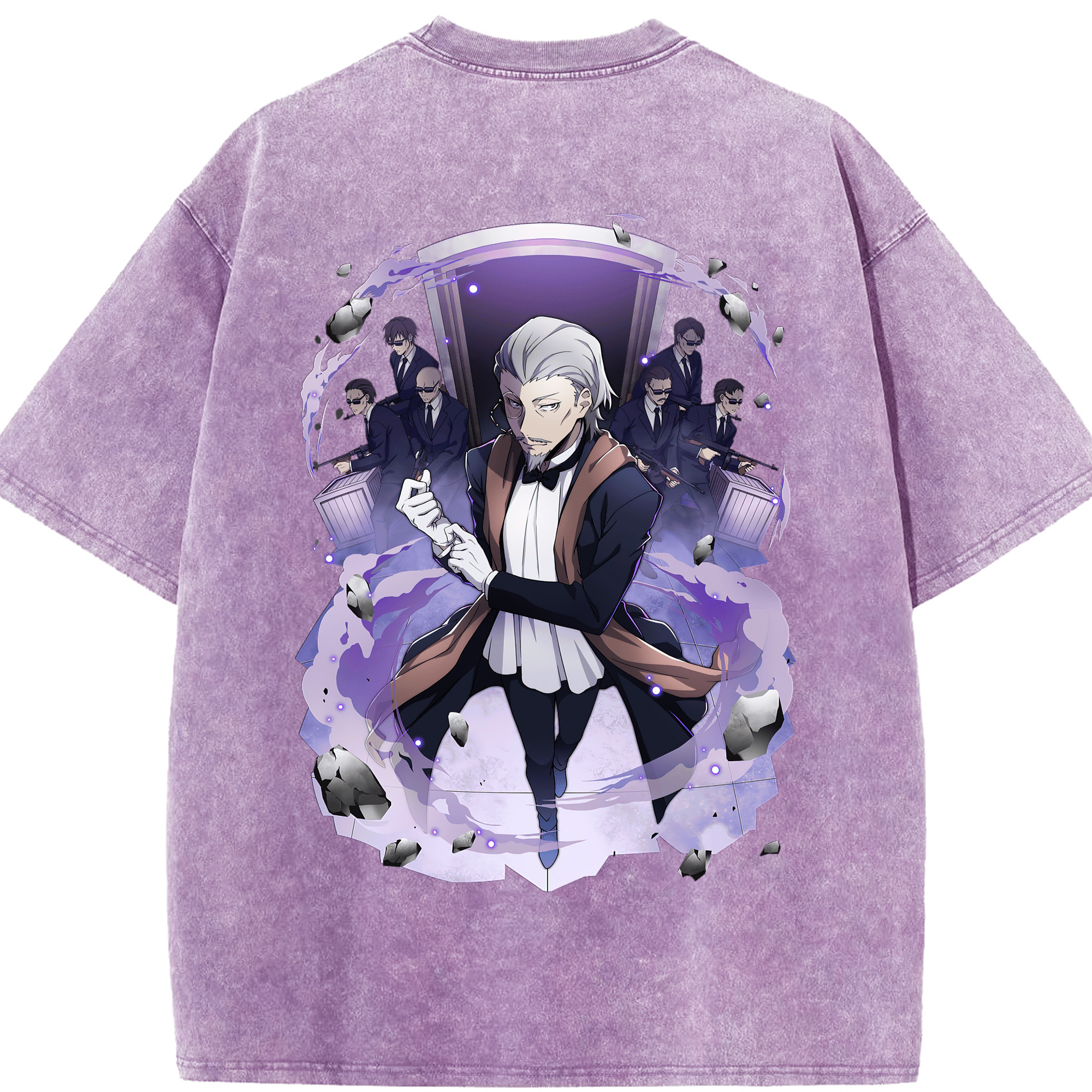 （画像用） 文豪ストレイドッグス Bungo Stray Dogs 綿100% ヴィンテージ風 半袖Tシャツ（背面プリント）